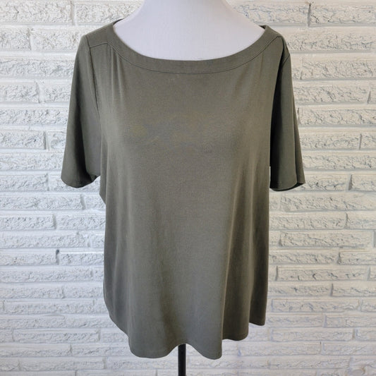 Talbots Weekend Womens Top 2X Plus Tee Short Sleeve Gray Soft Cotton Blend Comfy