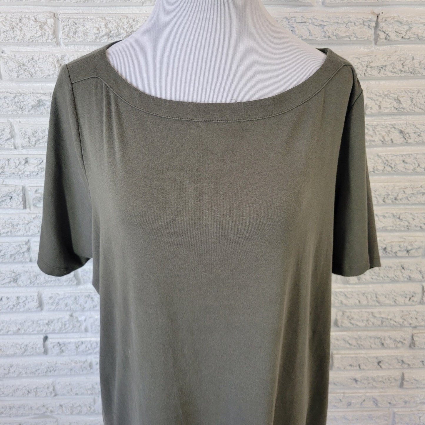 Talbots Weekend Womens Top 2X Plus Tee Short Sleeve Gray Soft Cotton Blend Comfy