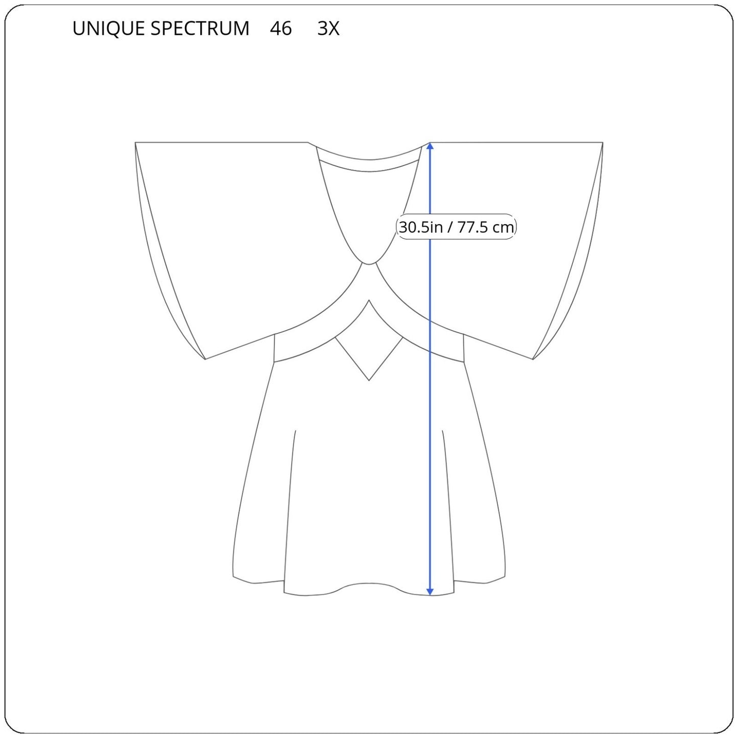 Unique Spectrum Womens Top 3X Plus Tunic Batwing Brown Watercolor Smocked Waist