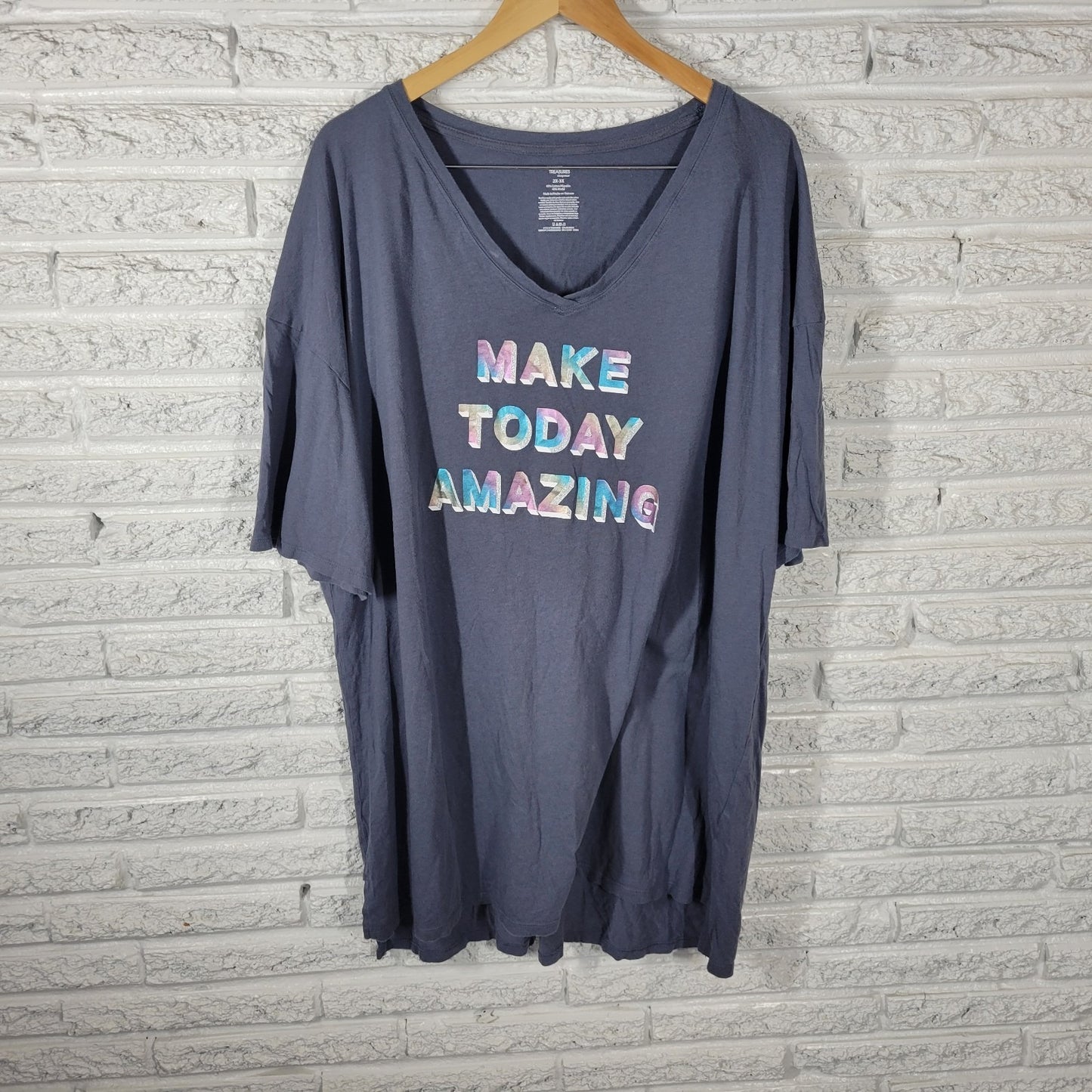 Secret Treasures Womens Pajama Top 2X 3X Plus Gray Make Today Amazing Loungewear