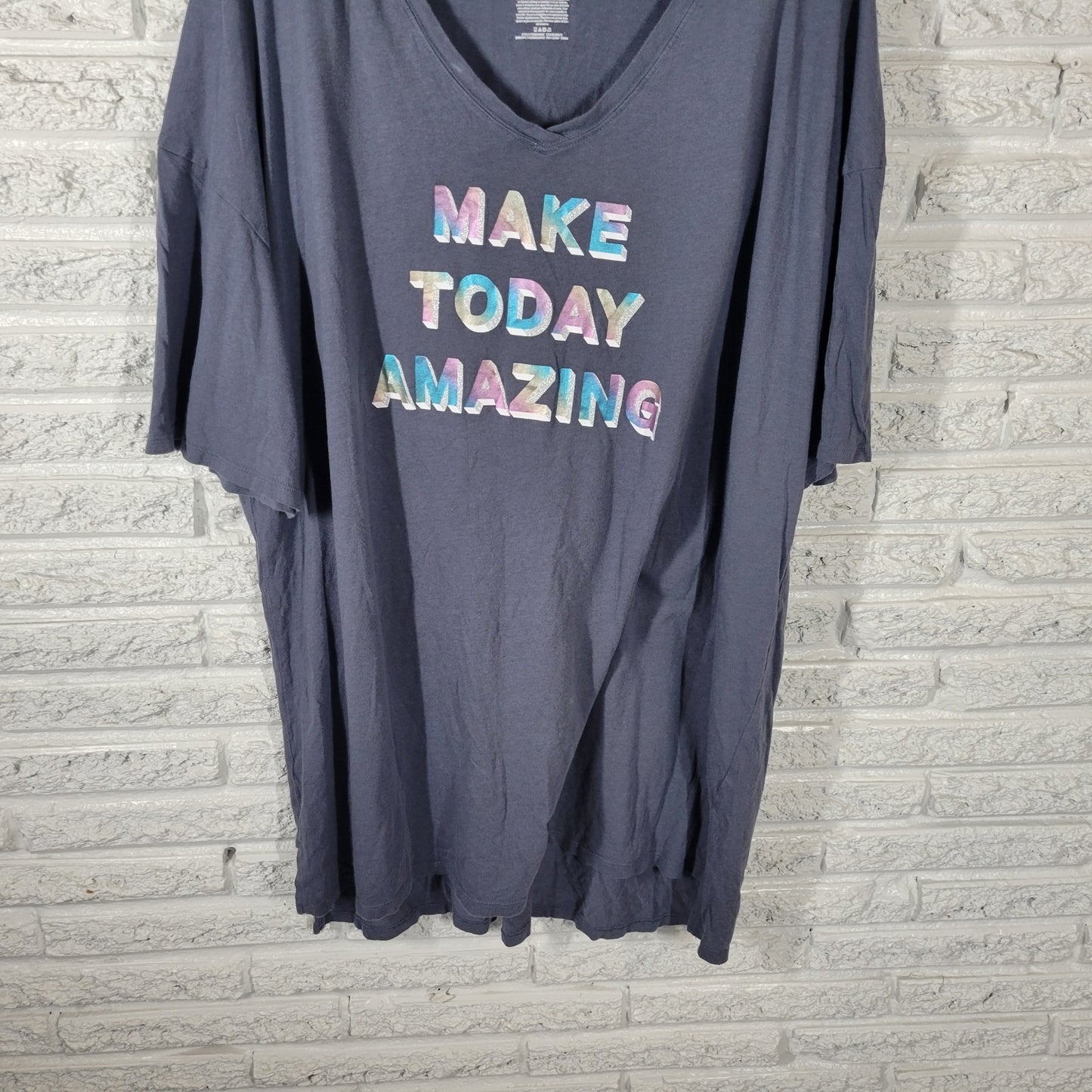 Secret Treasures Womens Pajama Top 2X 3X Plus Gray Make Today Amazing Loungewear