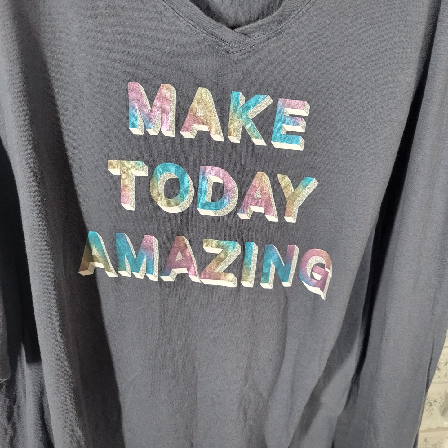 Secret Treasures Womens Pajama Top 2X 3X Plus Gray Make Today Amazing Loungewear