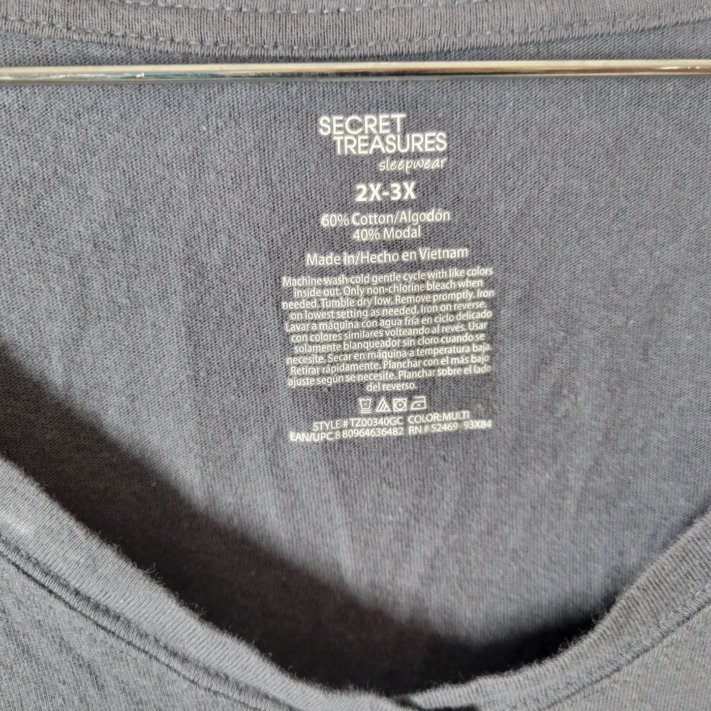 Secret Treasures Womens Pajama Top 2X 3X Plus Gray Make Today Amazing Loungewear