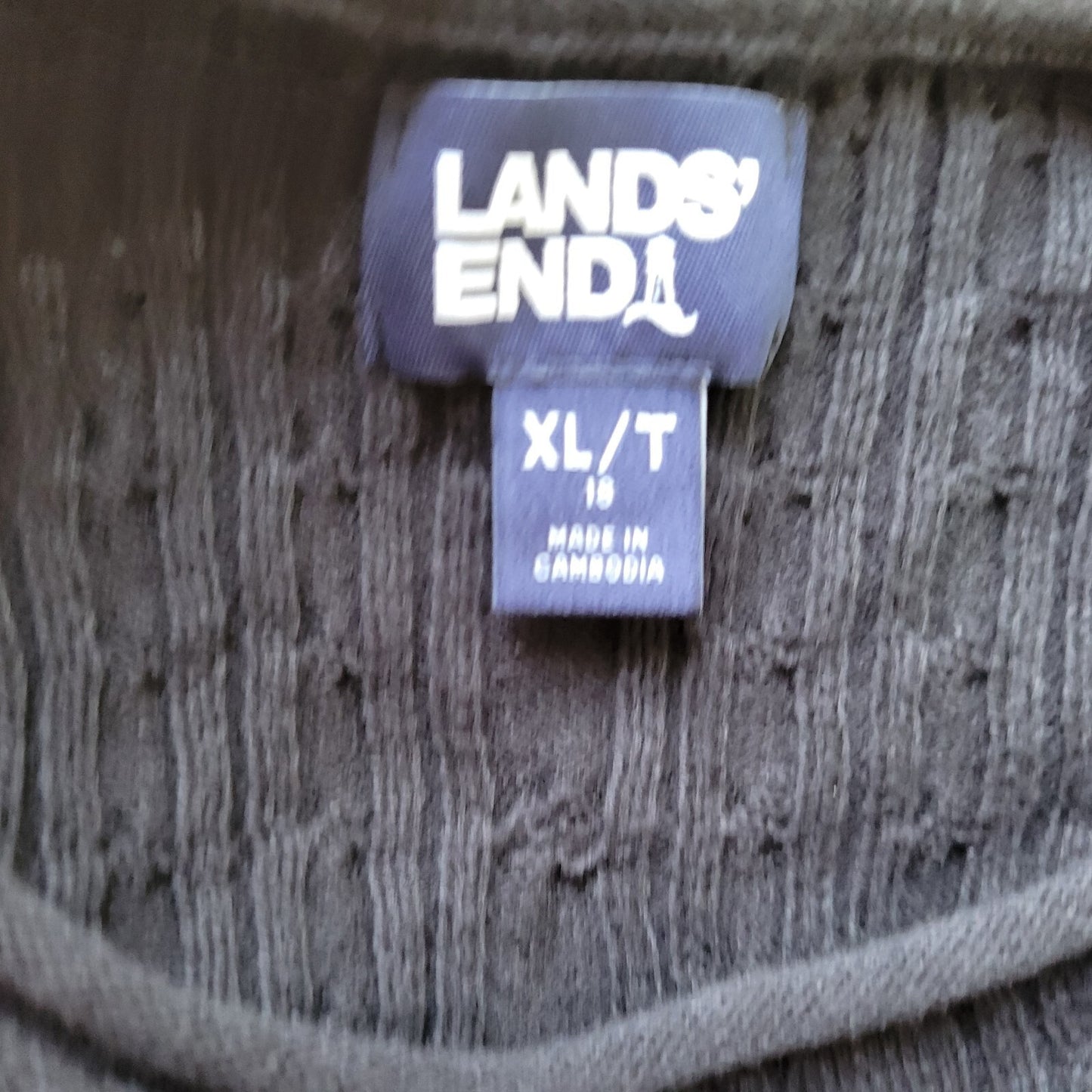 Lands End Womens Sweater XL 18 Plus Cable Knit Black Cotton Casual Comfy