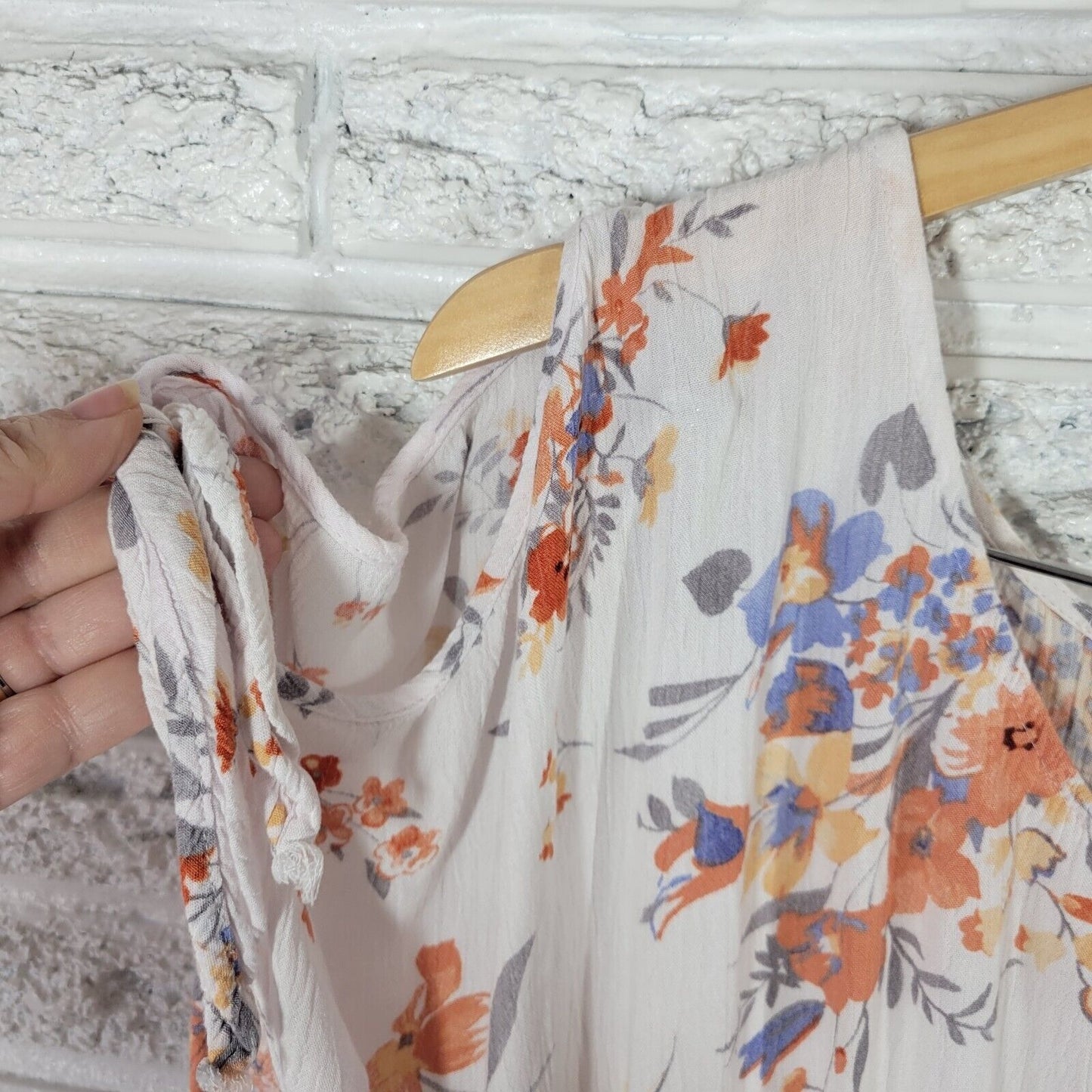 Torrid Womens Dress 1 1X Tied Cold Shoulder Orange Floral High Low Lightweight