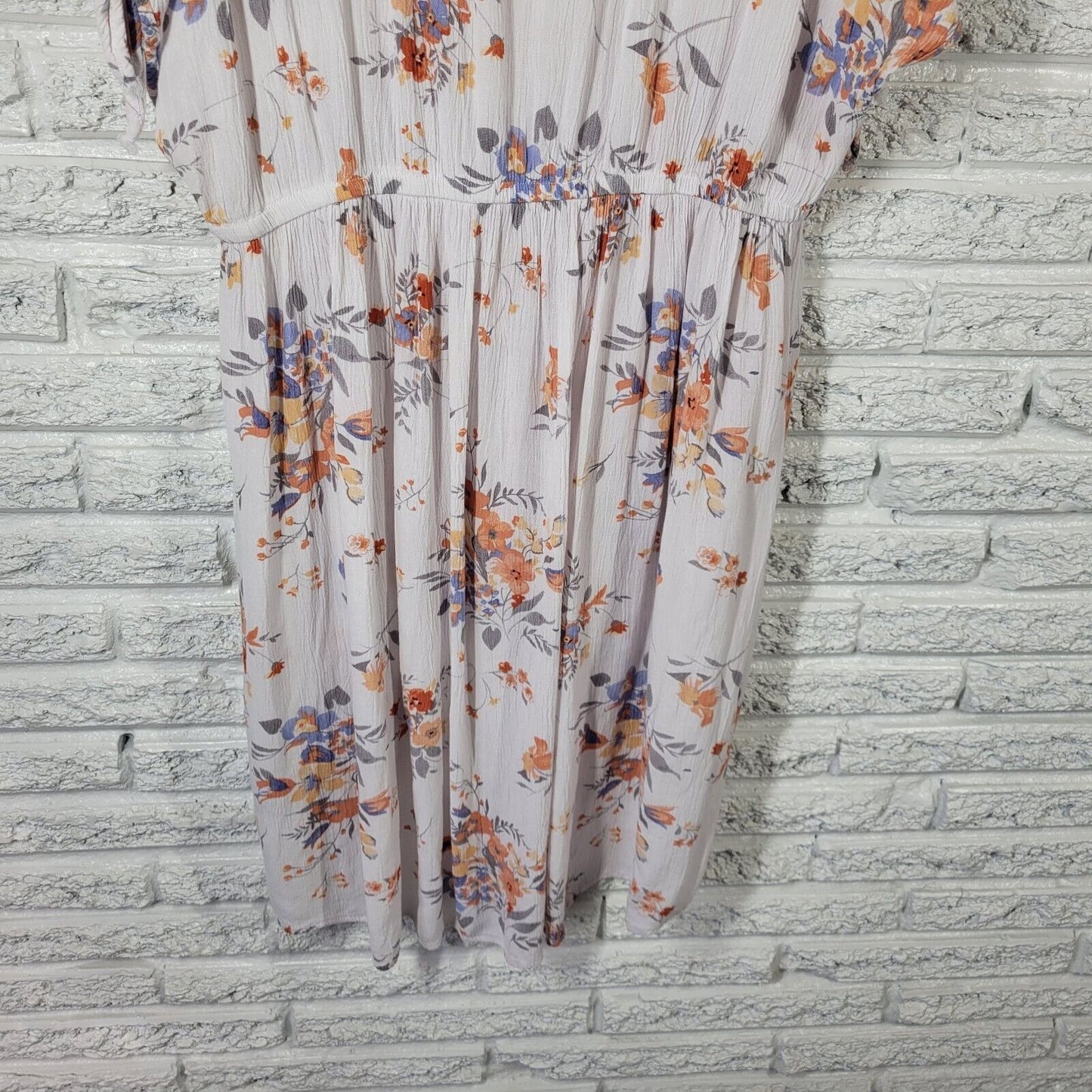 Torrid Womens Dress 1 1X Tied Cold Shoulder Orange Floral High Low Lightweight