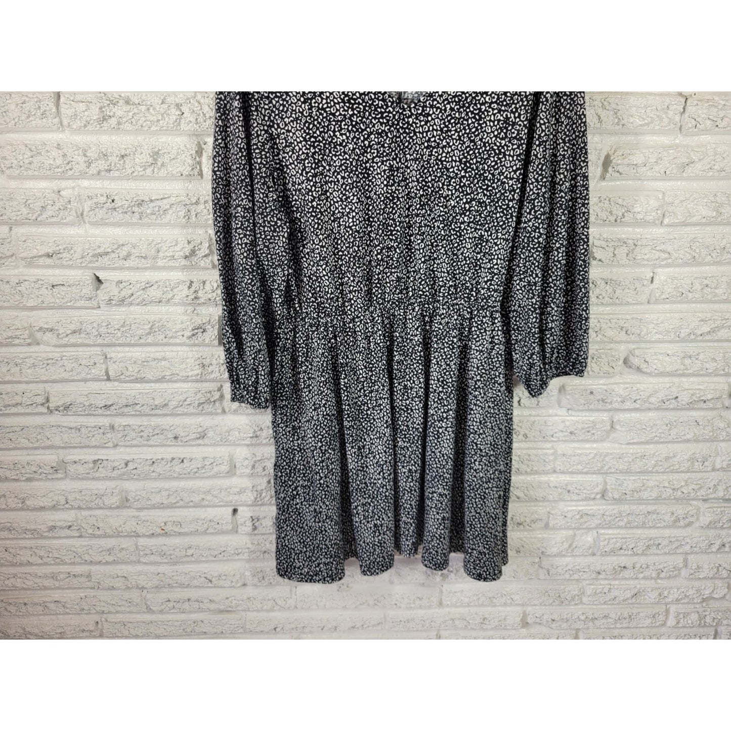 Nine West Womens Dress Extra Large Mini Fit Flare Black Animal Print Pockets