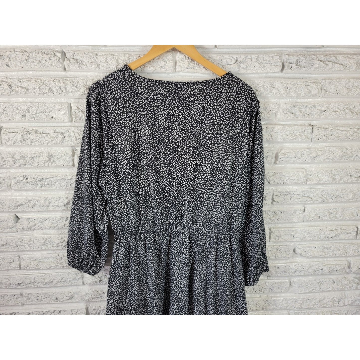 Nine West Womens Dress Extra Large Mini Fit Flare Black Animal Print Pockets