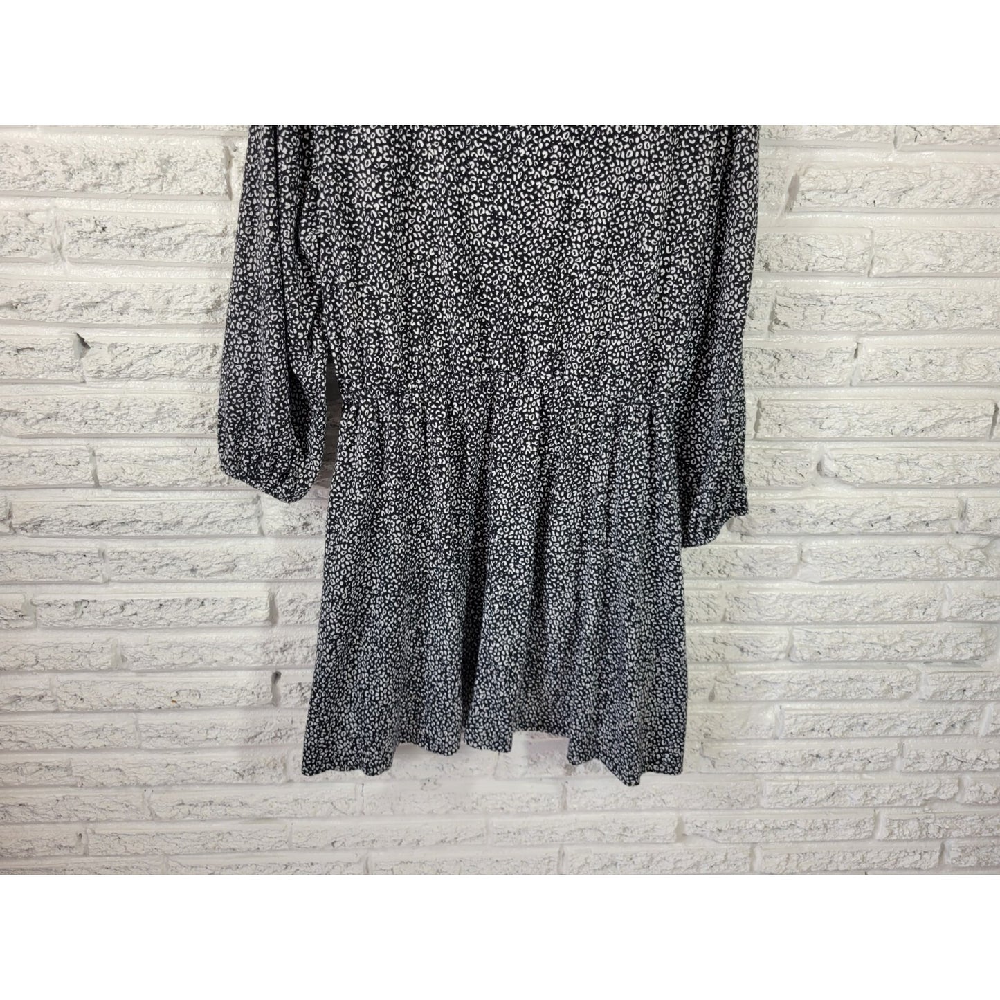 Nine West Womens Dress Extra Large Mini Fit Flare Black Animal Print Pockets