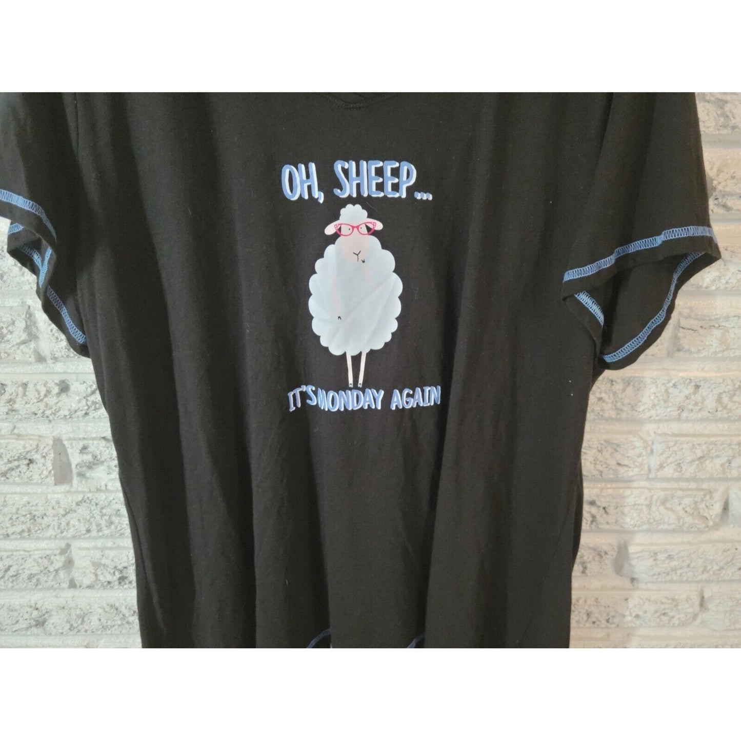 Secret Treasures Womens Top 3X Pajama Black Lounge Oh Sheep Its Monday Stretchy