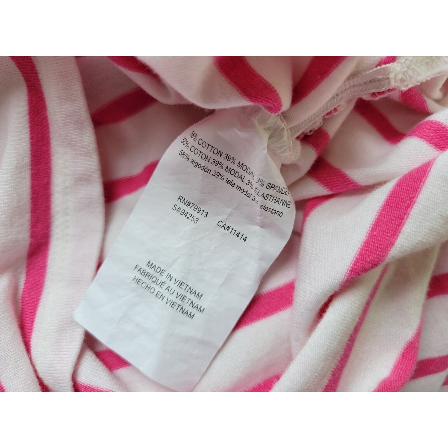 Motherhood Maternity Women Top 2X Plus Tee 3/4 Sleeve Pink Stripe Cotton Blend