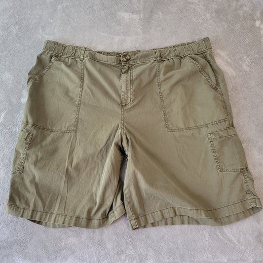 Sonoma Womens Shorts 22W Plus Cargo Pockets Army Green Comfy Lightweight Zip Fly