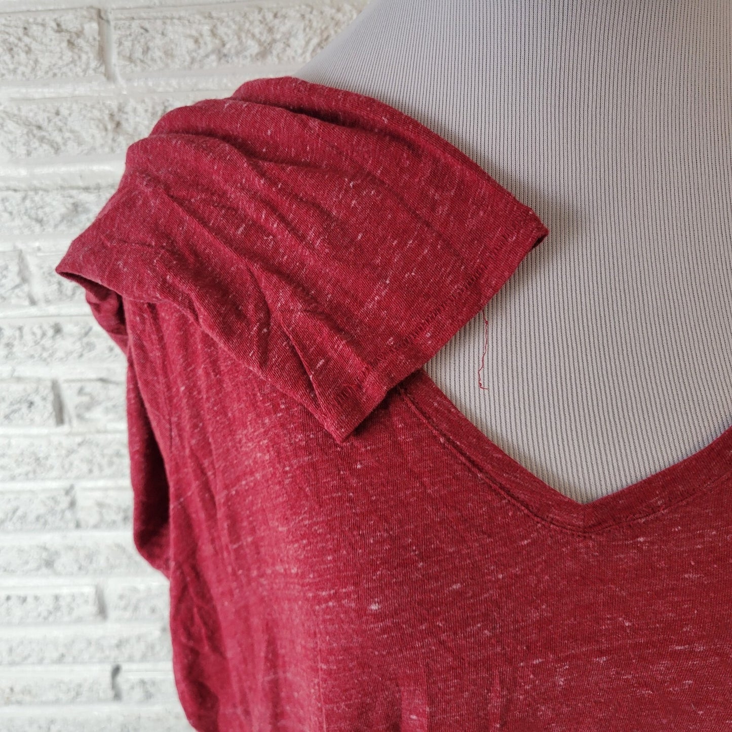 Sonoma Everyday Womens Top 1X Plus Tee Long Sleeve Red Cotton Blend Lightweight