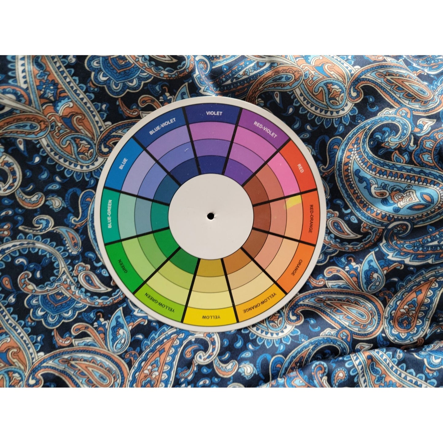 Womens Top 3XL Plus Tunic 3/4 Sleeve Blue Paisley Polyester Blend Asymmetric