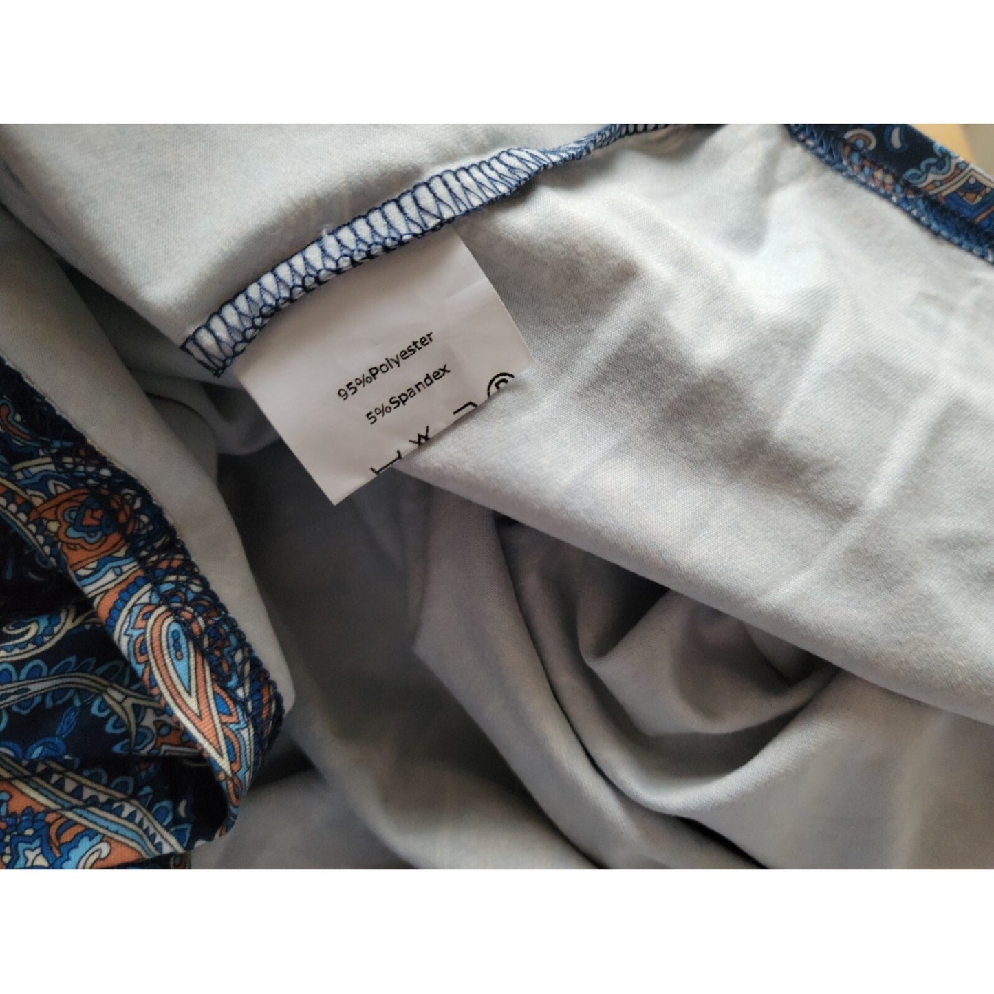 Womens Top 3XL Plus Tunic 3/4 Sleeve Blue Paisley Polyester Blend Asymmetric