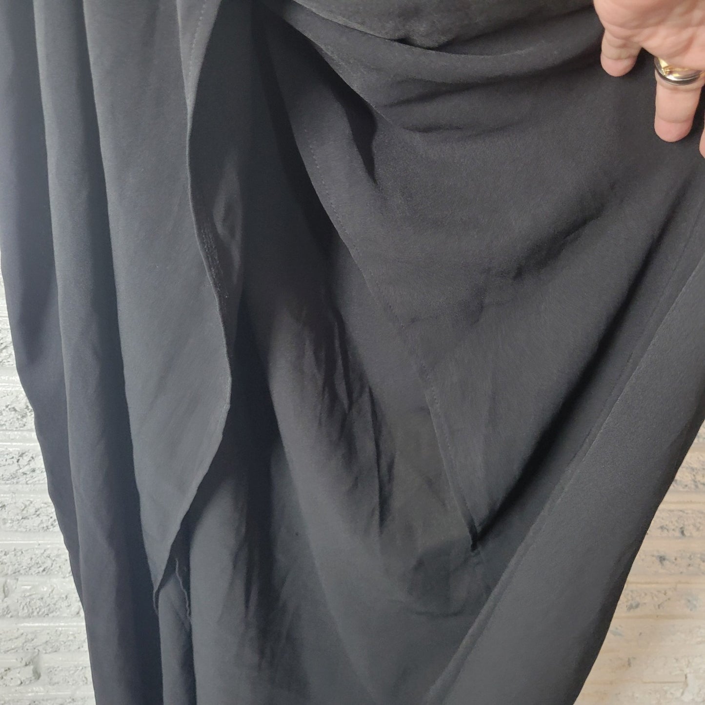 Shein Curve Womens Skirt 3XL Wrap ALine Maxi Black Pull On Poly Blend Comfy