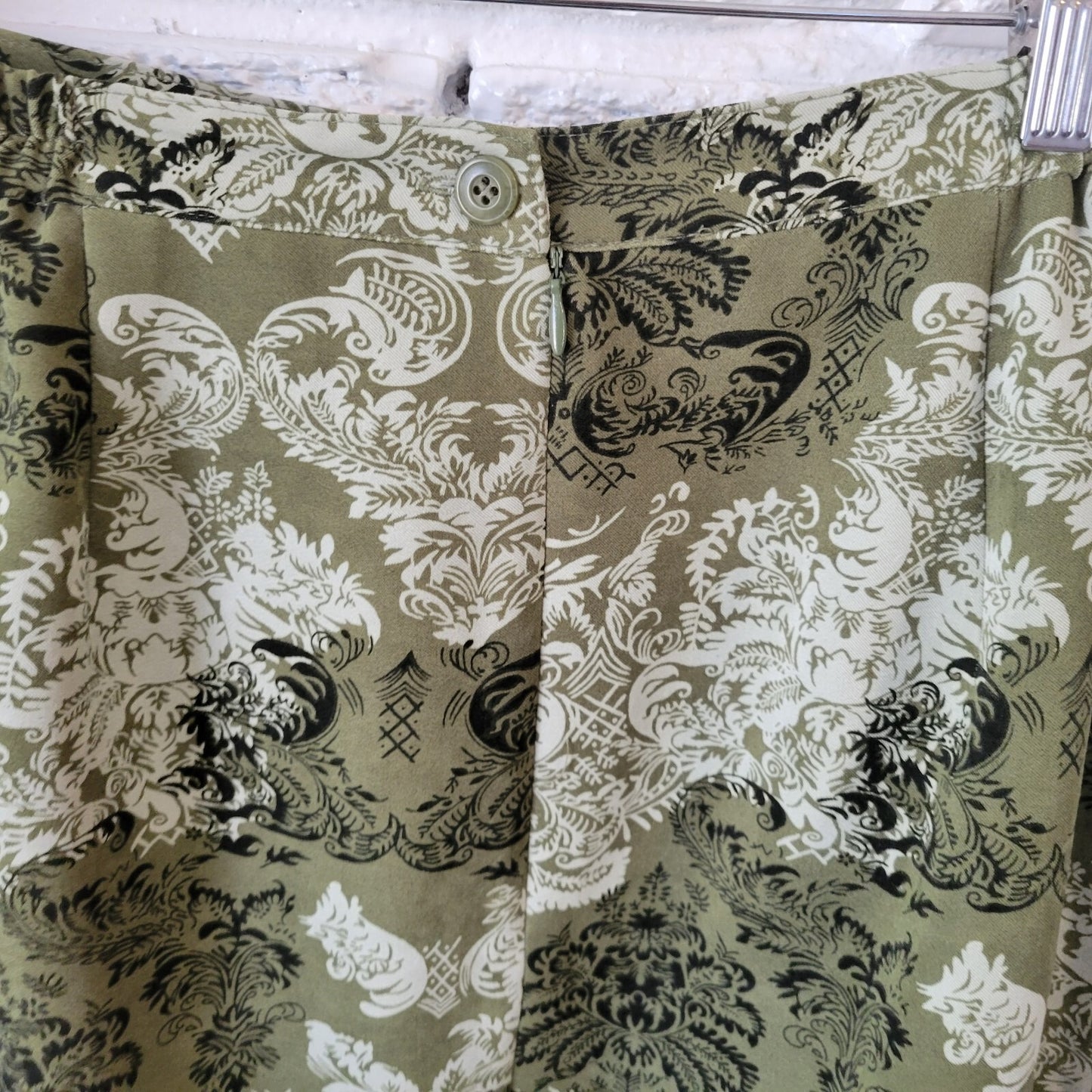 JM Collection Womens Skirt and Top 16W Plus Midi Pencil Green Damask Office