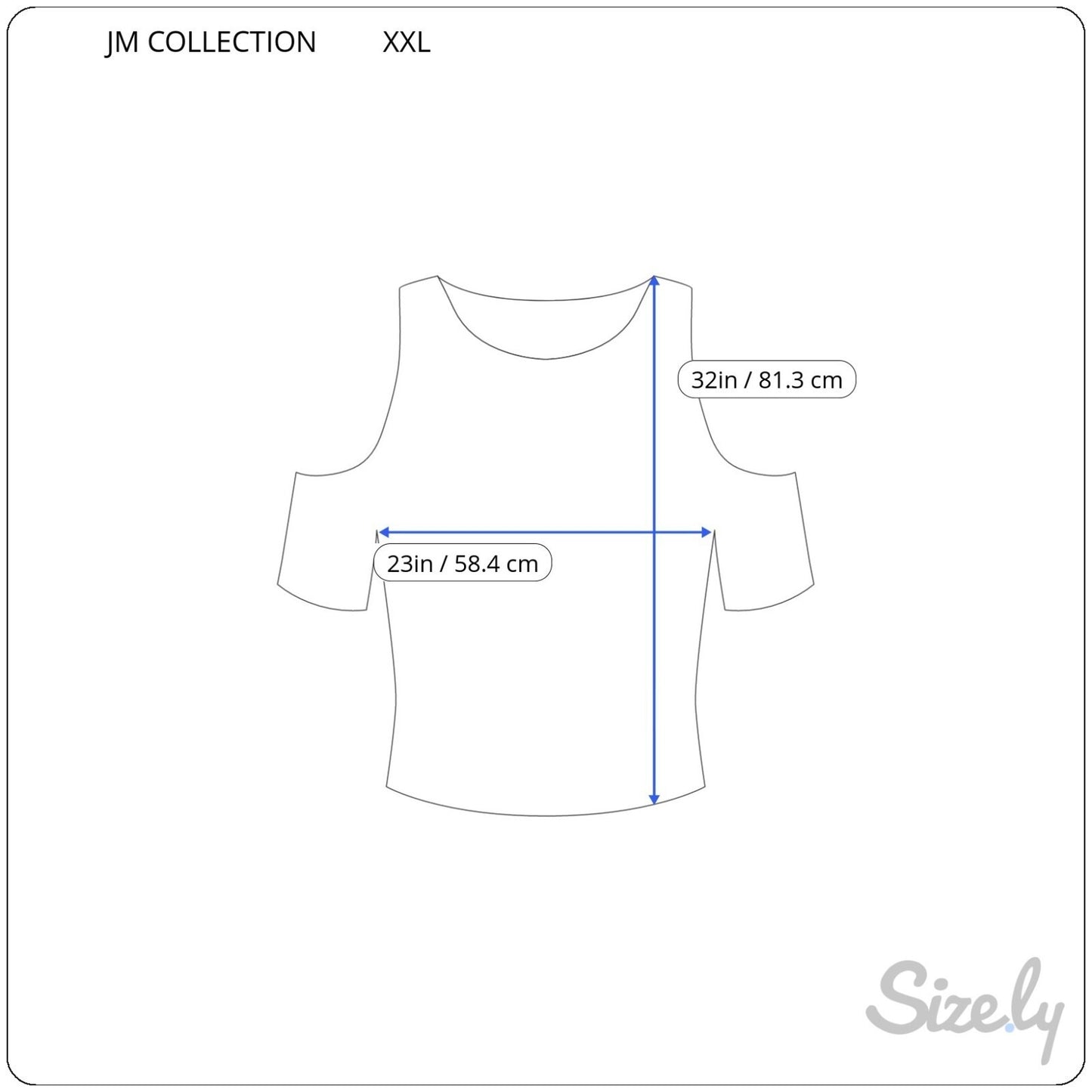 JM Collection Women Top XXL Plus Tee Short Sleeve Cold Shoulder Rayon Blend Blue