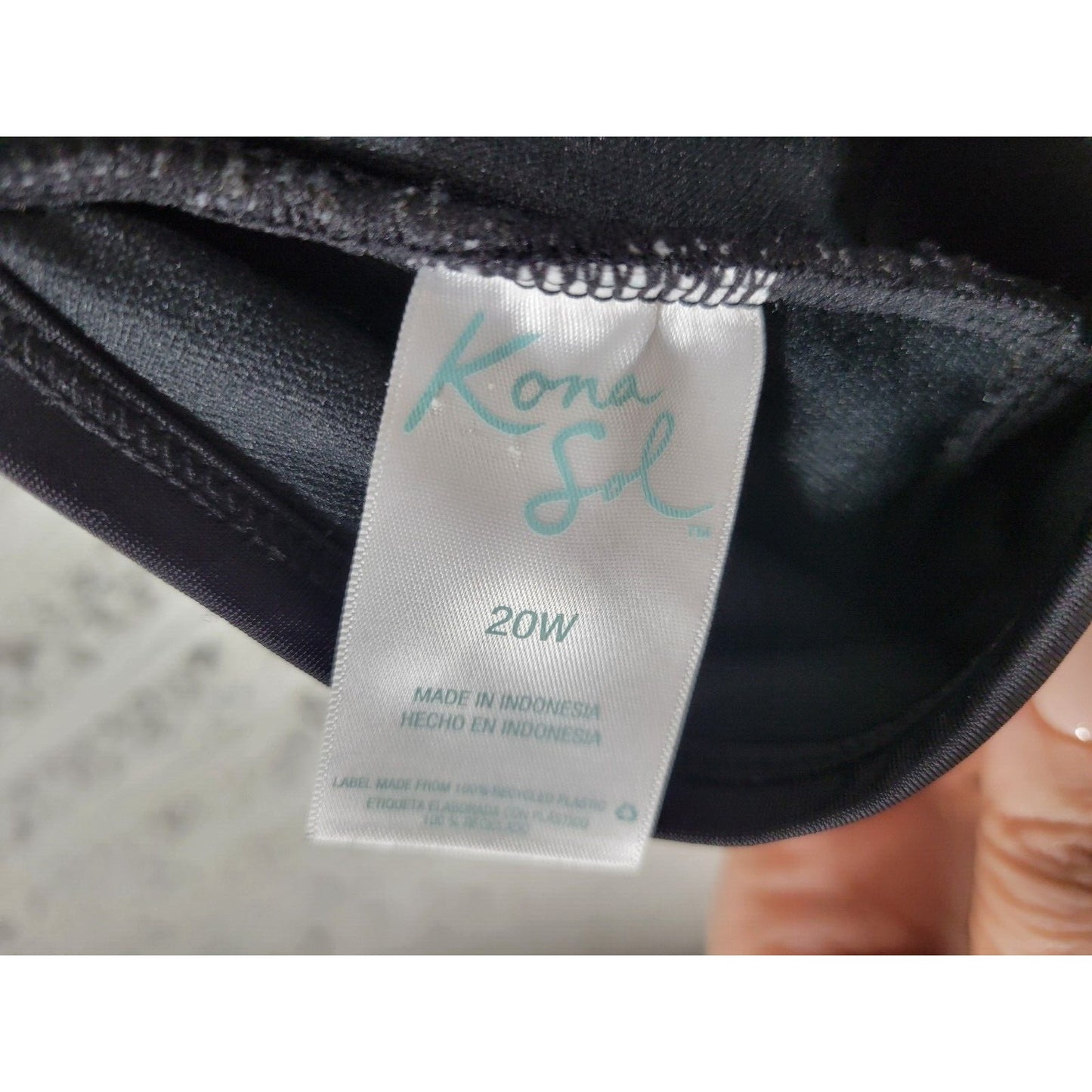 Kona Sol Womens Swimsuit 20W Plus One Piece Black Animal Print Spaghetti Bra