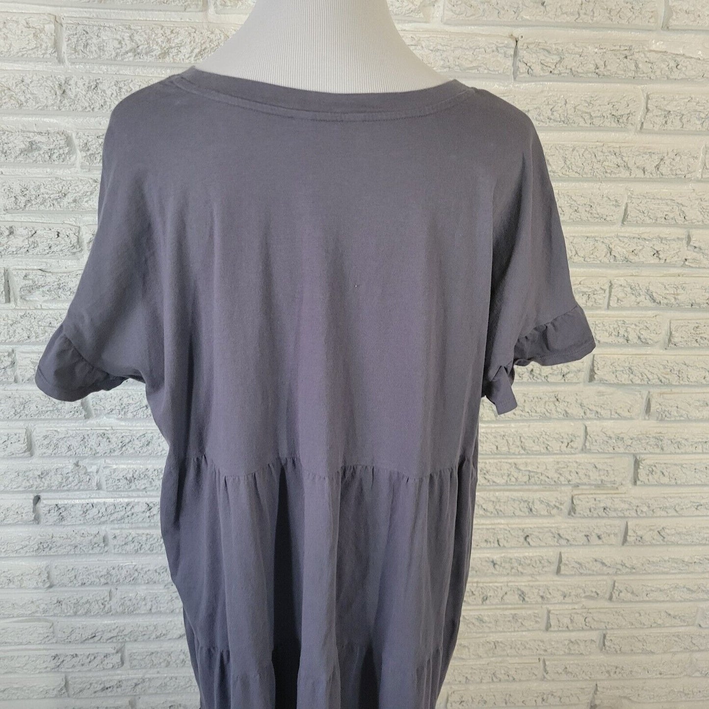 Time Tru Womens Dress XXL 20 Mini Short Sleeve Gray Cotton Ruffle Comfy Casual
