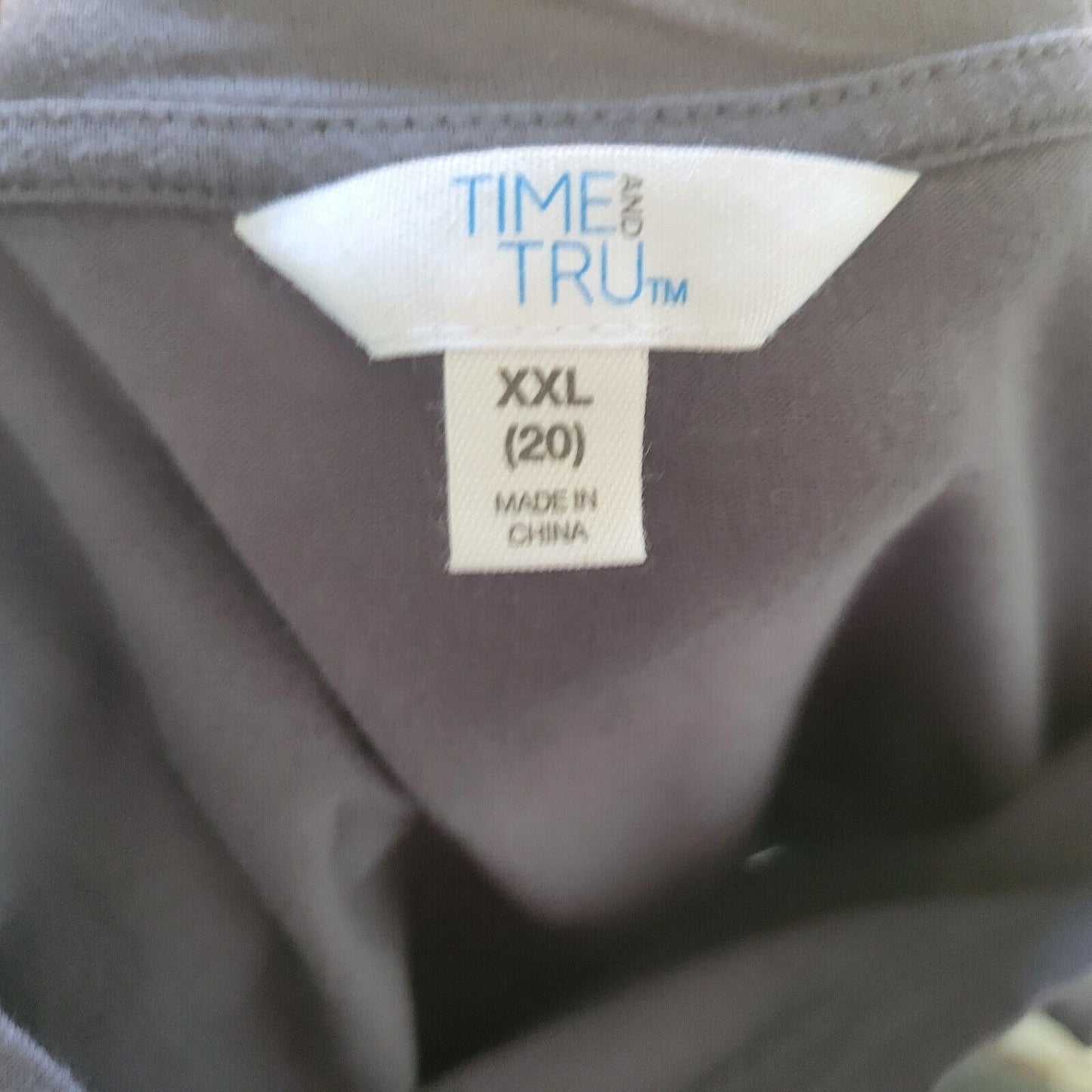 Time Tru Womens Dress XXL 20 Mini Short Sleeve Gray Cotton Ruffle Comfy Casual