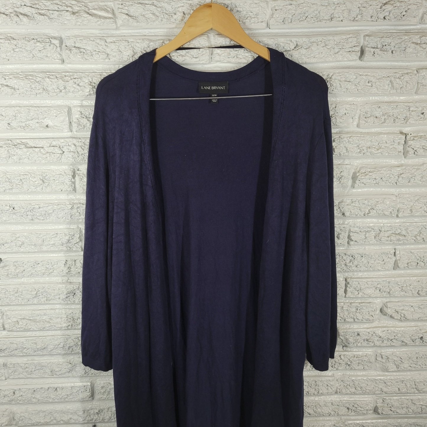 Lane Bryant Women Sweater 22 24 Plus Cardigan Open Blue Casual Comfy Nylon Rayon