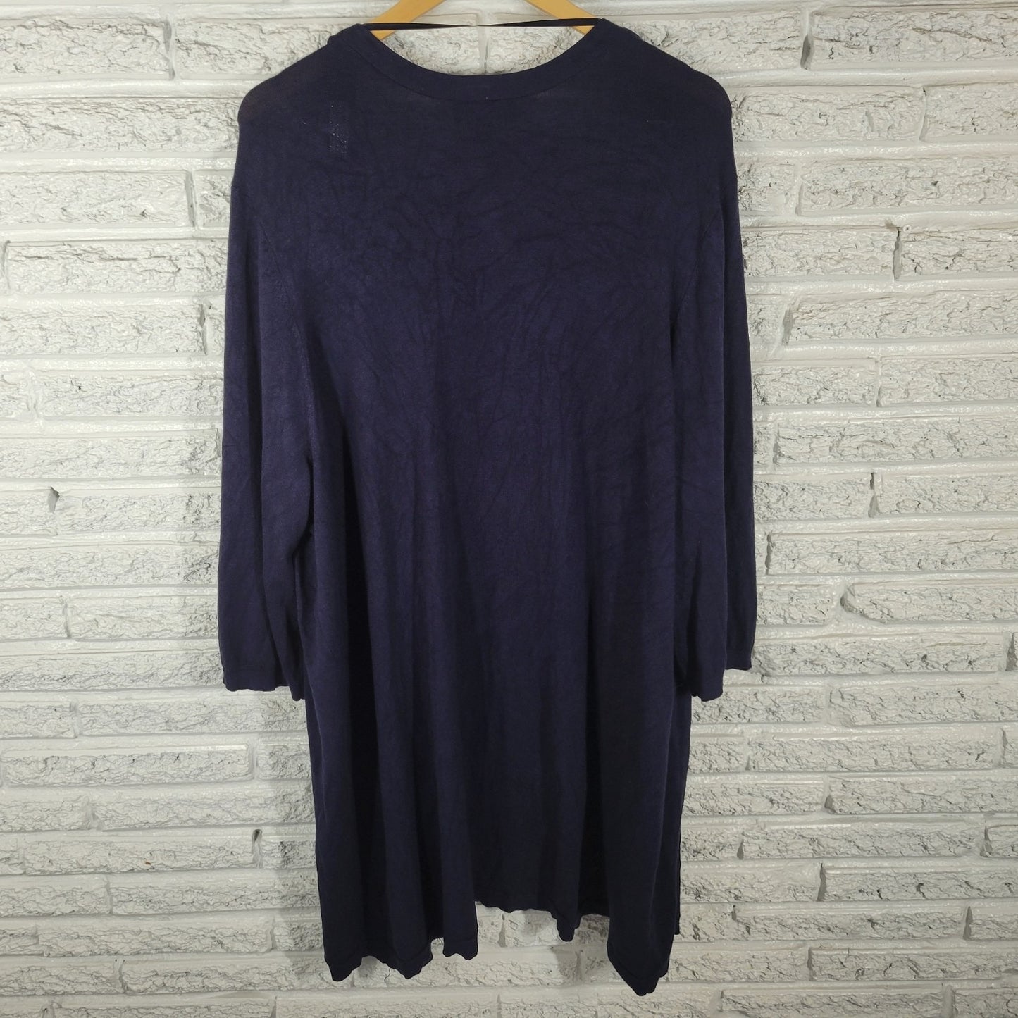 Lane Bryant Women Sweater 22 24 Plus Cardigan Open Blue Casual Comfy Nylon Rayon