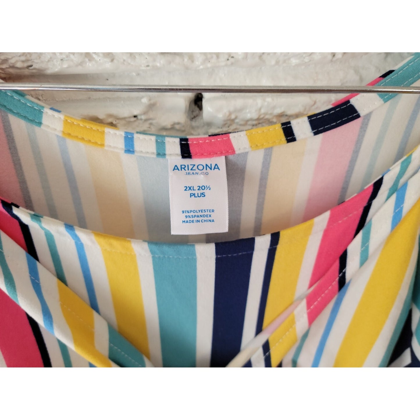 Arizona Womens Dress 2XL Mini Fit Flare Stripe Cap Sleeve On Off Shoulder