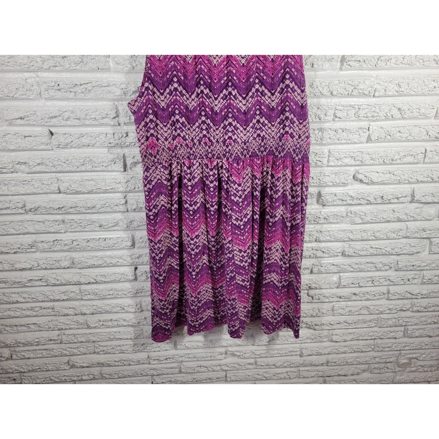 Faded Glory Womens Dress 3X Plus Sleeveless Sheath Purple Geometric Poly Blend