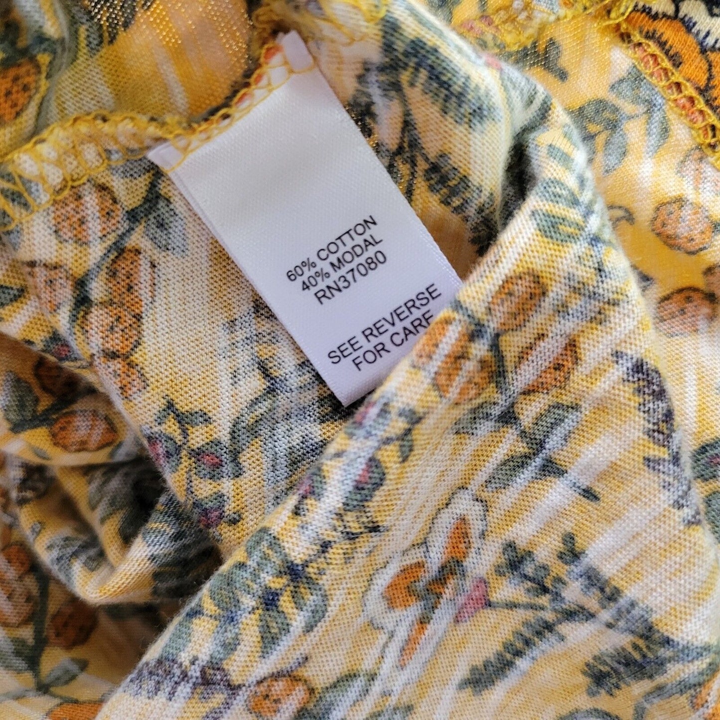 Cato Womens Top 18W 20W Long Sleeve Gold Orange Floral Cotton Blend Lightweight