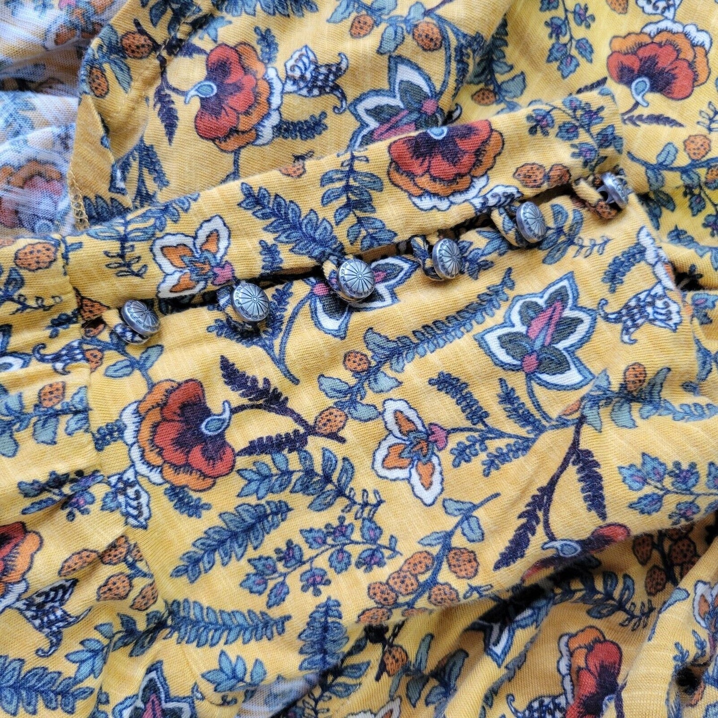 Cato Womens Top 18W 20W Long Sleeve Gold Orange Floral Cotton Blend Lightweight