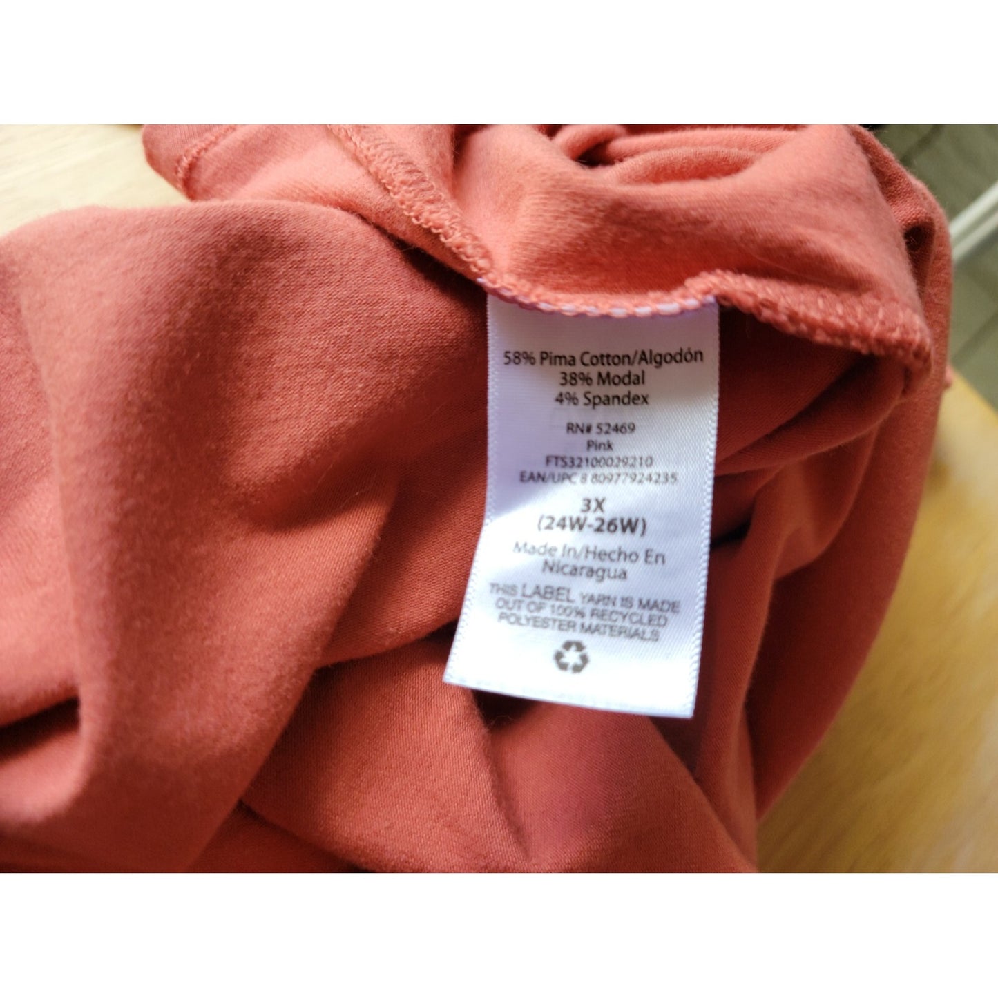 Terra Sky Womens Top 3X Plus Tee Long Sleeve Orange Pullover VNeck Basic Casual