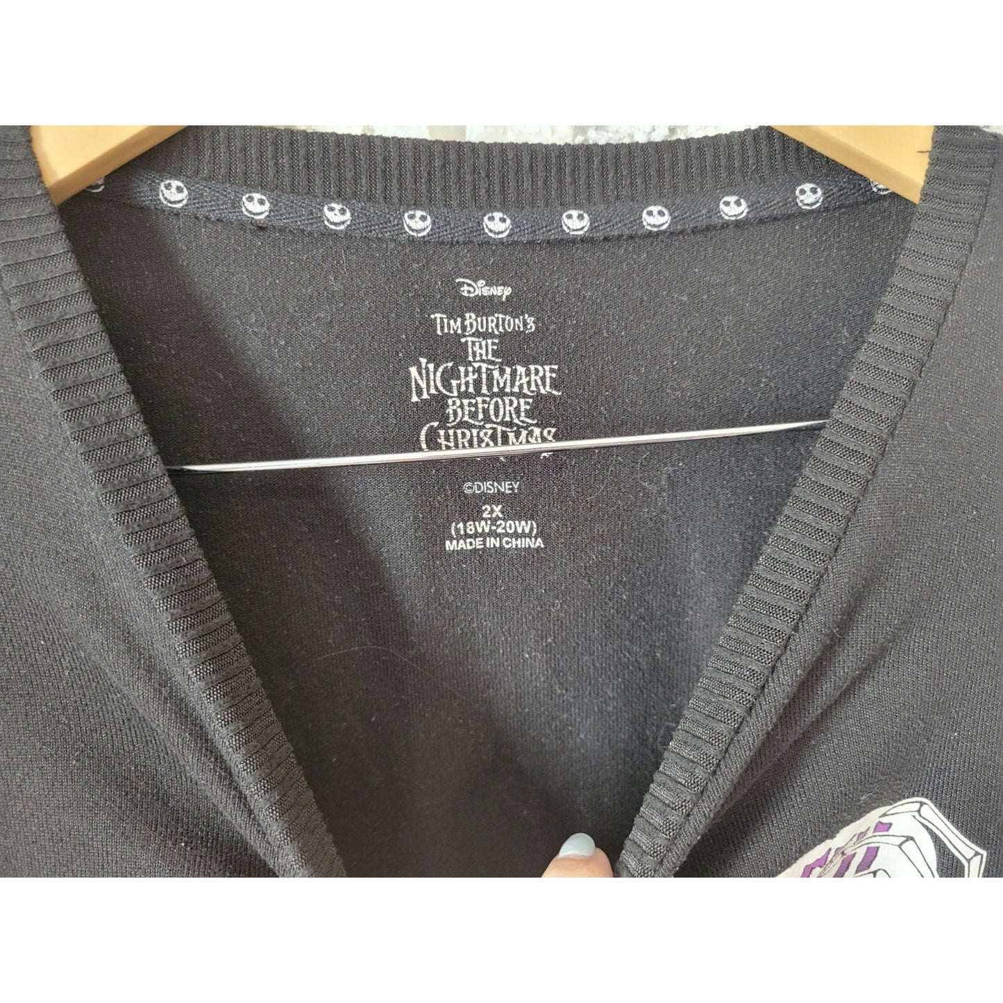 Disney Nightmare Christmas Women Top 2X Plus Pajama Black Long Sleeve Poly Blend