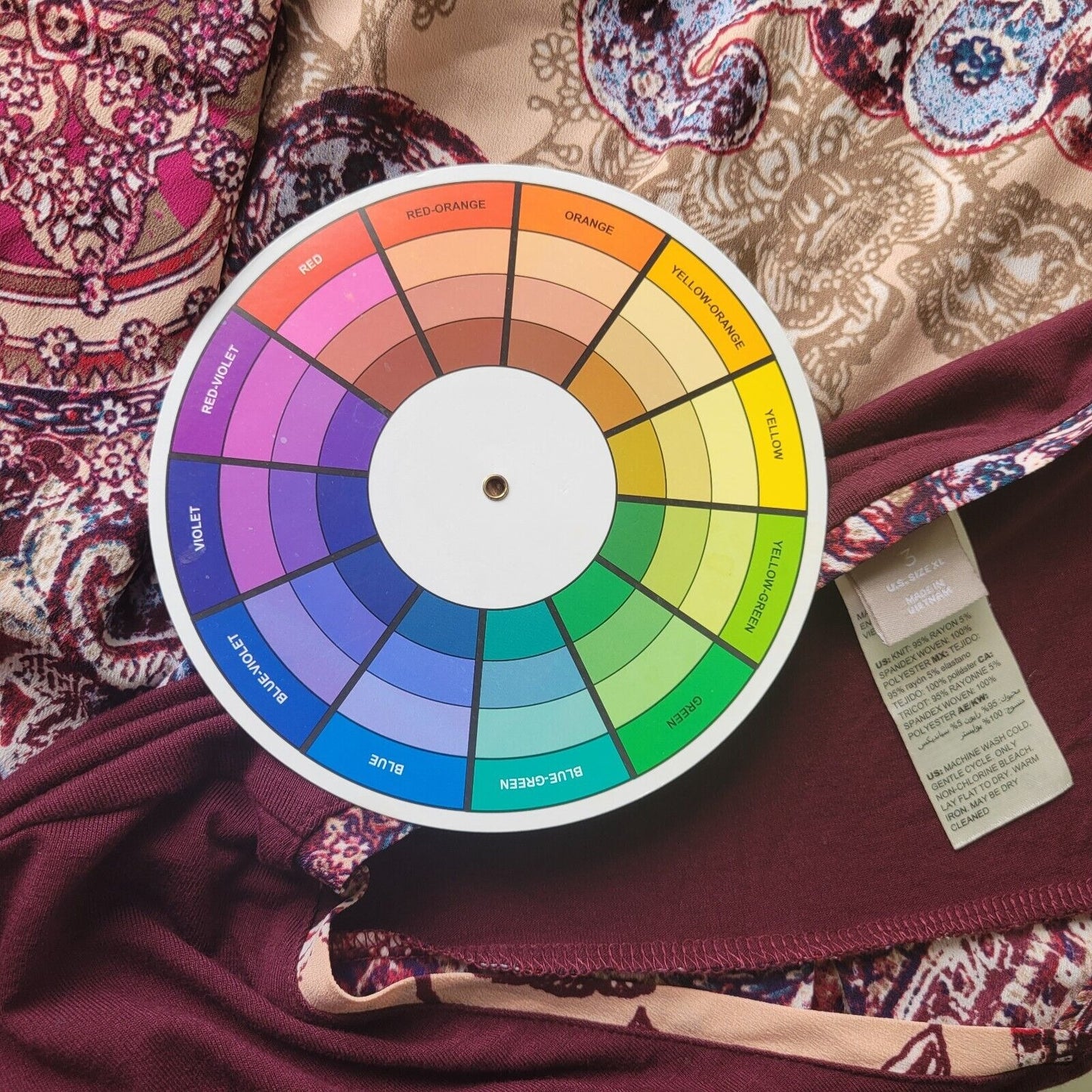 Chicos Women Top 3 Standard XL Tee Long Sleeve Pocket Purple Mandala Lightweight