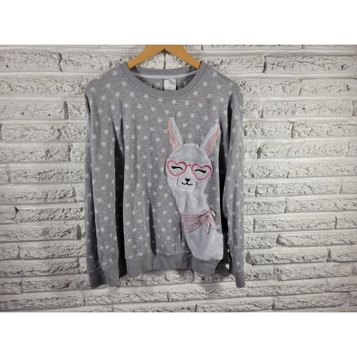 Secret Treasures Womens Top Extra Large XL 16 18 Pajama Llama Gray Lounge Fleece