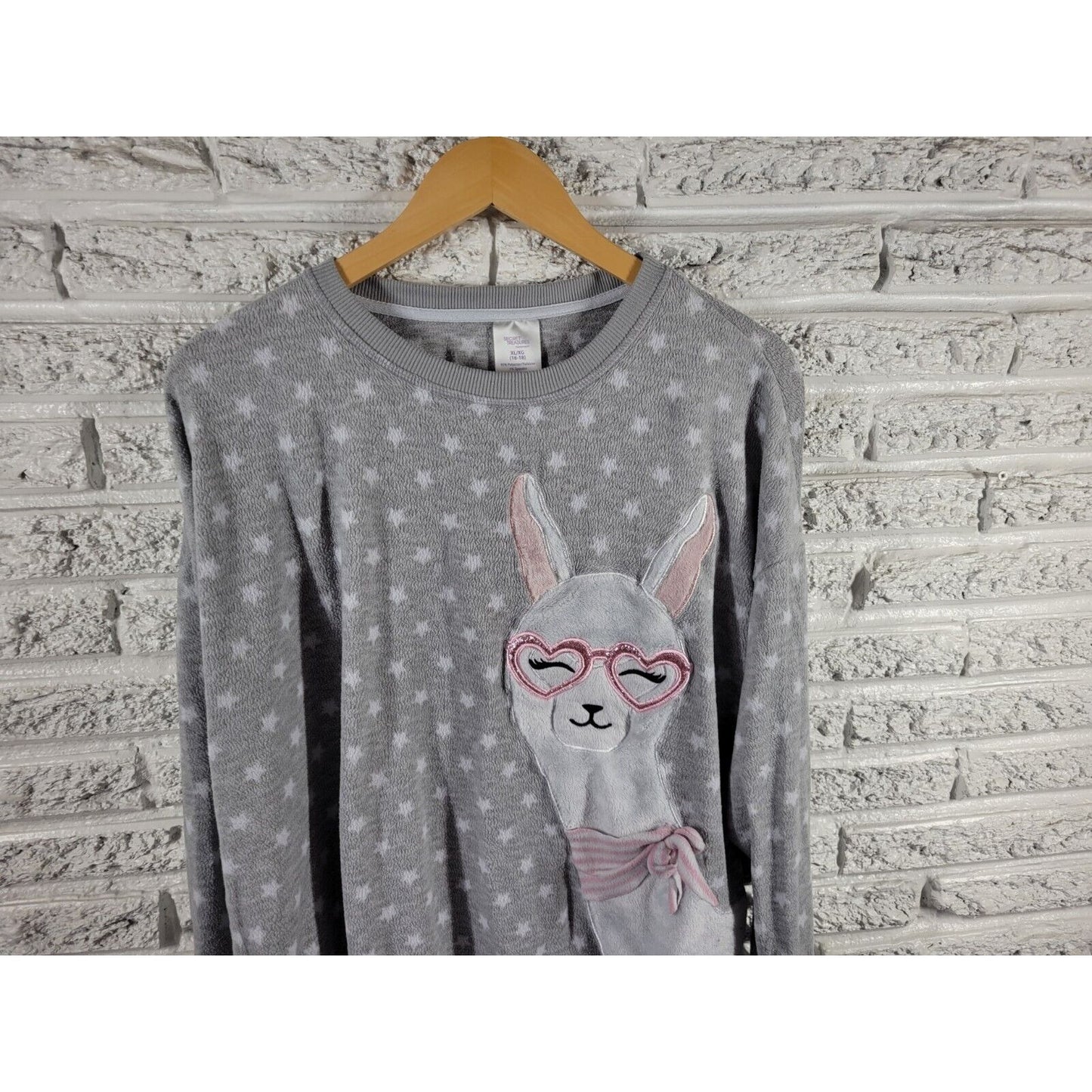 Secret Treasures Womens Top Extra Large XL 16 18 Pajama Llama Gray Lounge Fleece