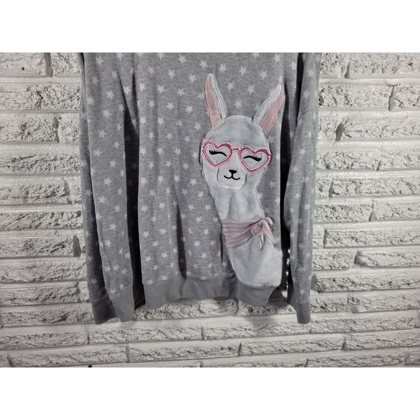 Secret Treasures Womens Top Extra Large XL 16 18 Pajama Llama Gray Lounge Fleece
