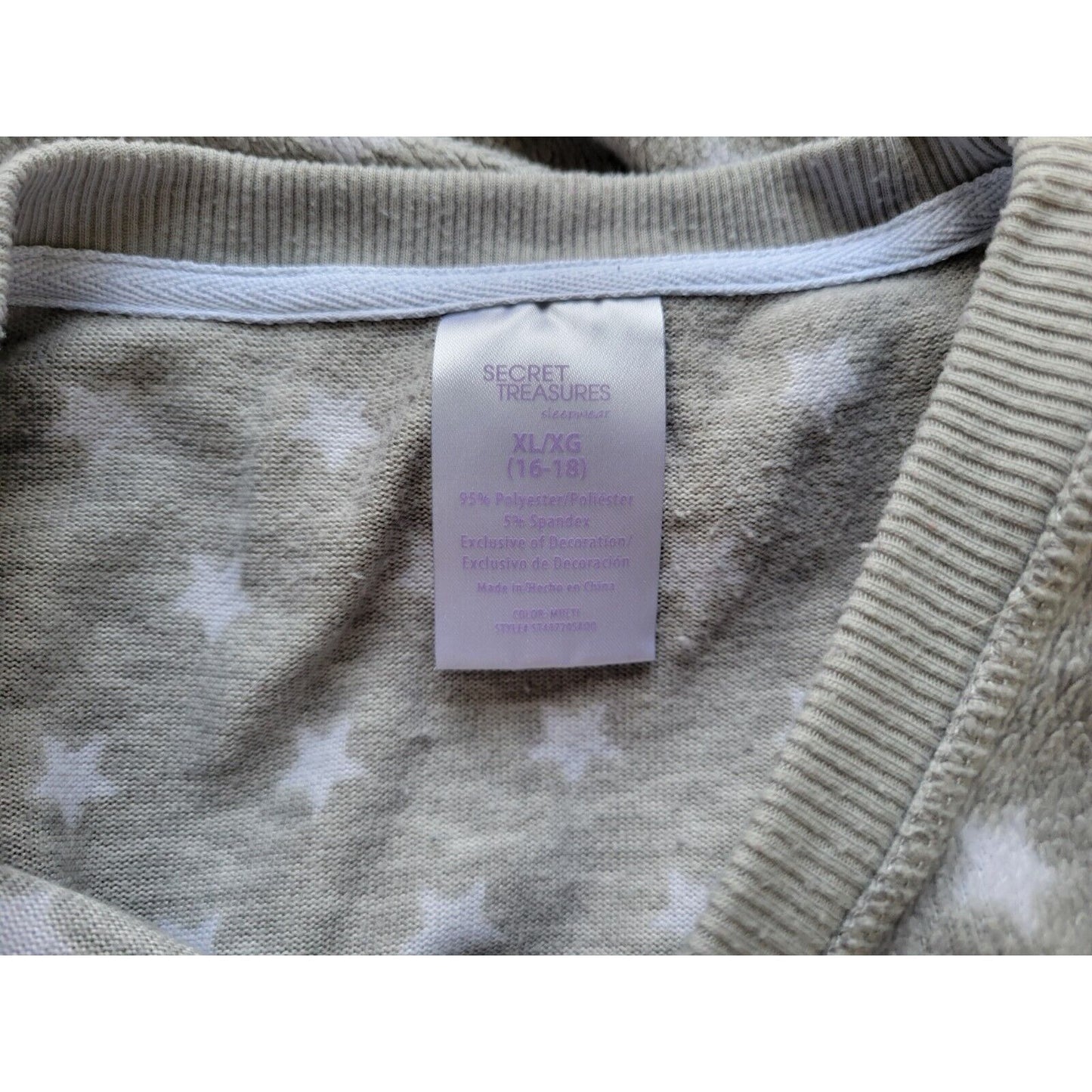 Secret Treasures Womens Top Extra Large XL 16 18 Pajama Llama Gray Lounge Fleece