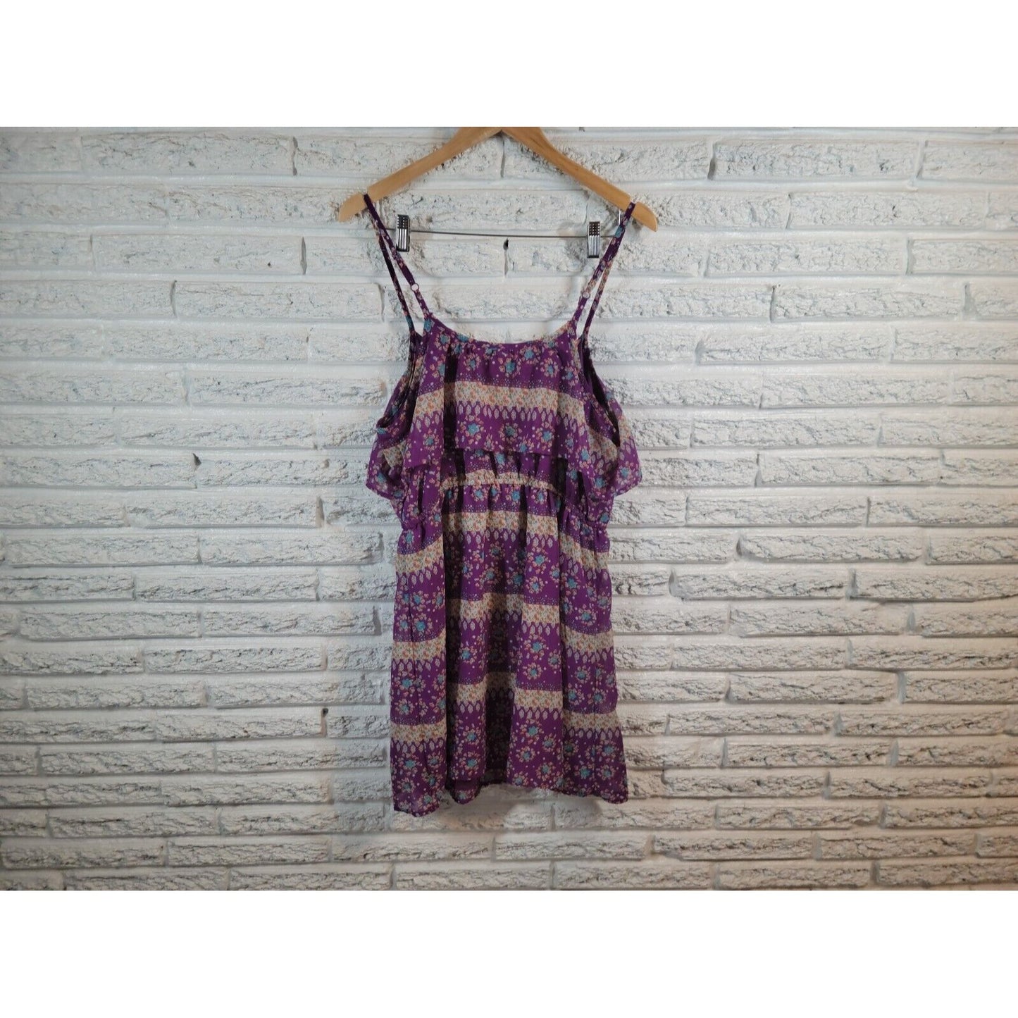 Mossimo Women Dress Extra Large XL Slim Mini Spaghetti Strap Purple Floral Comfy