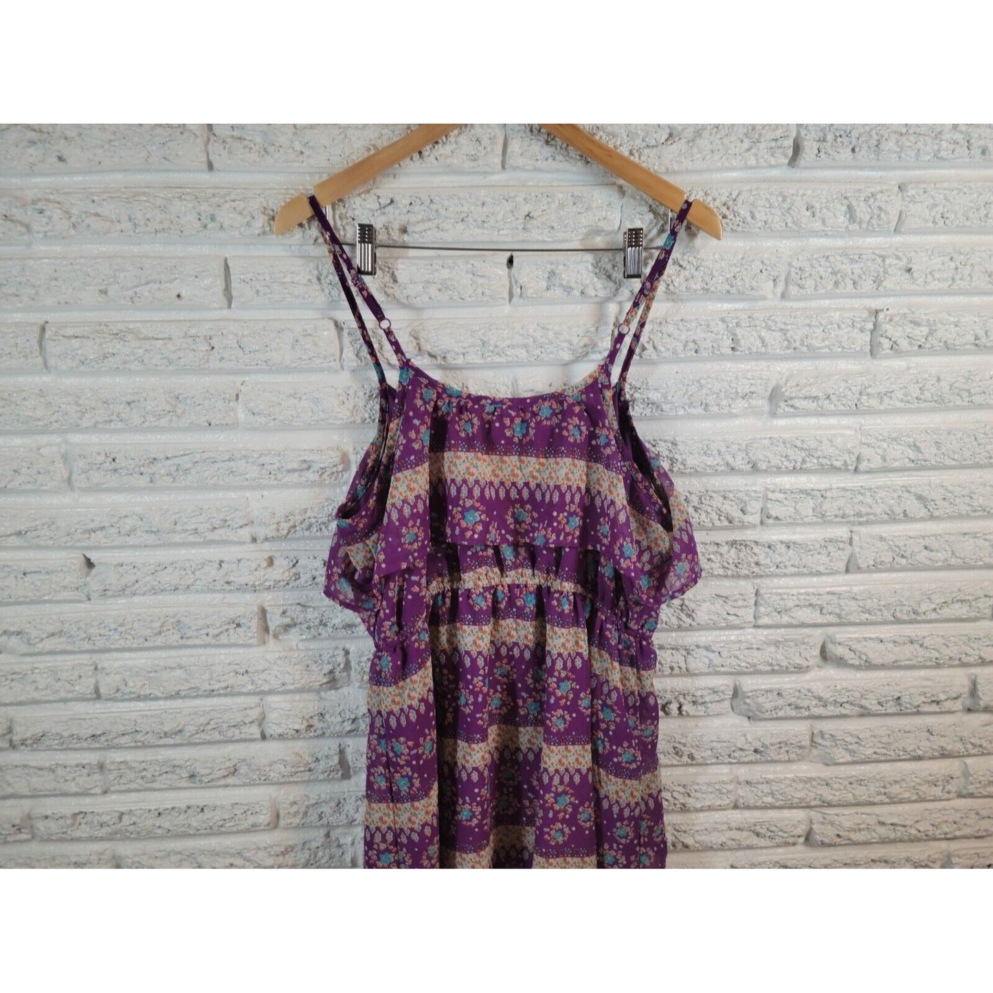 Mossimo Women Dress Extra Large XL Slim Mini Spaghetti Strap Purple Floral Comfy