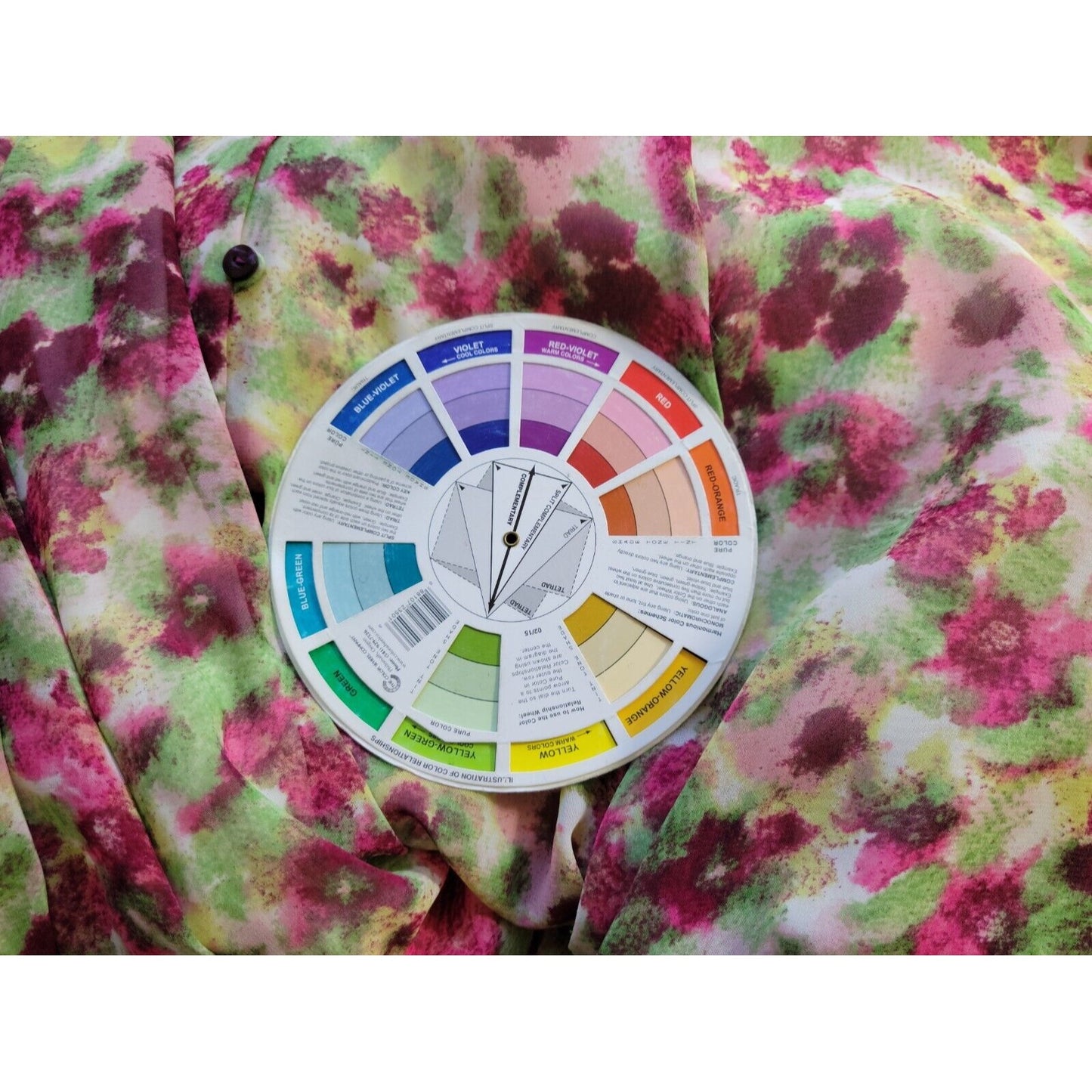 Elle Women Dress 1X Plus Sheath Full Button Lined VNeck Pink Watercolor Office