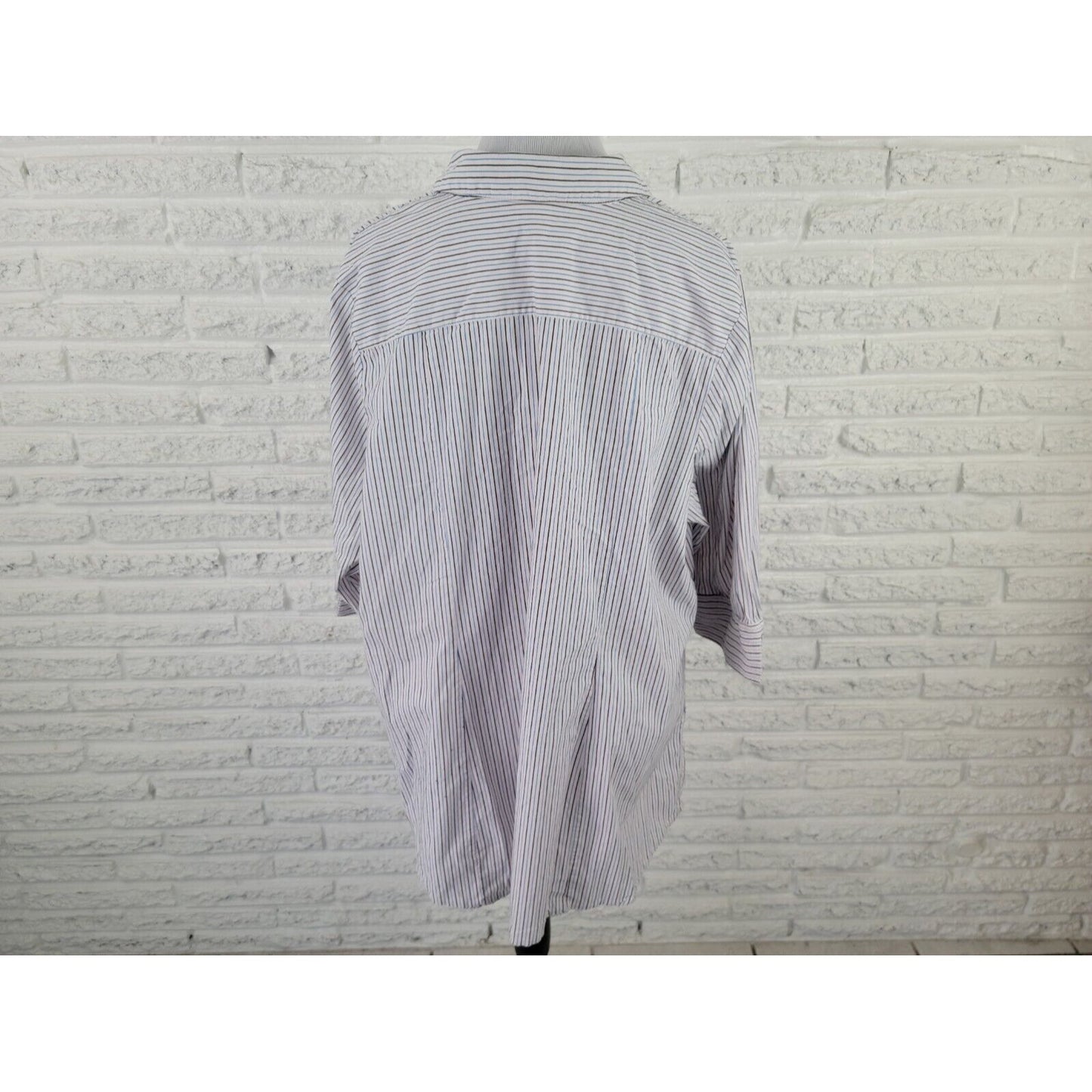 Lane Bryant Womens Shirt 28 Plus Button Up Collar Blue Black Stripe Office Basic