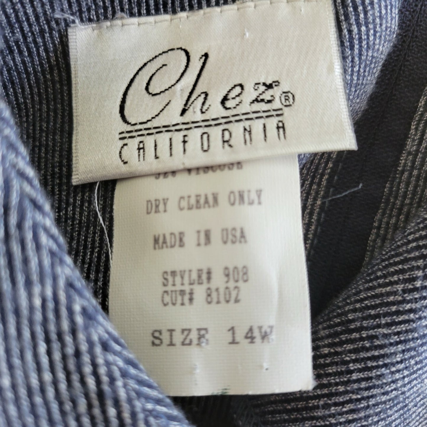 Chez California Womens Top 14W Plus Tunic Long Sleeve Gray Casual Pinstripe Zip