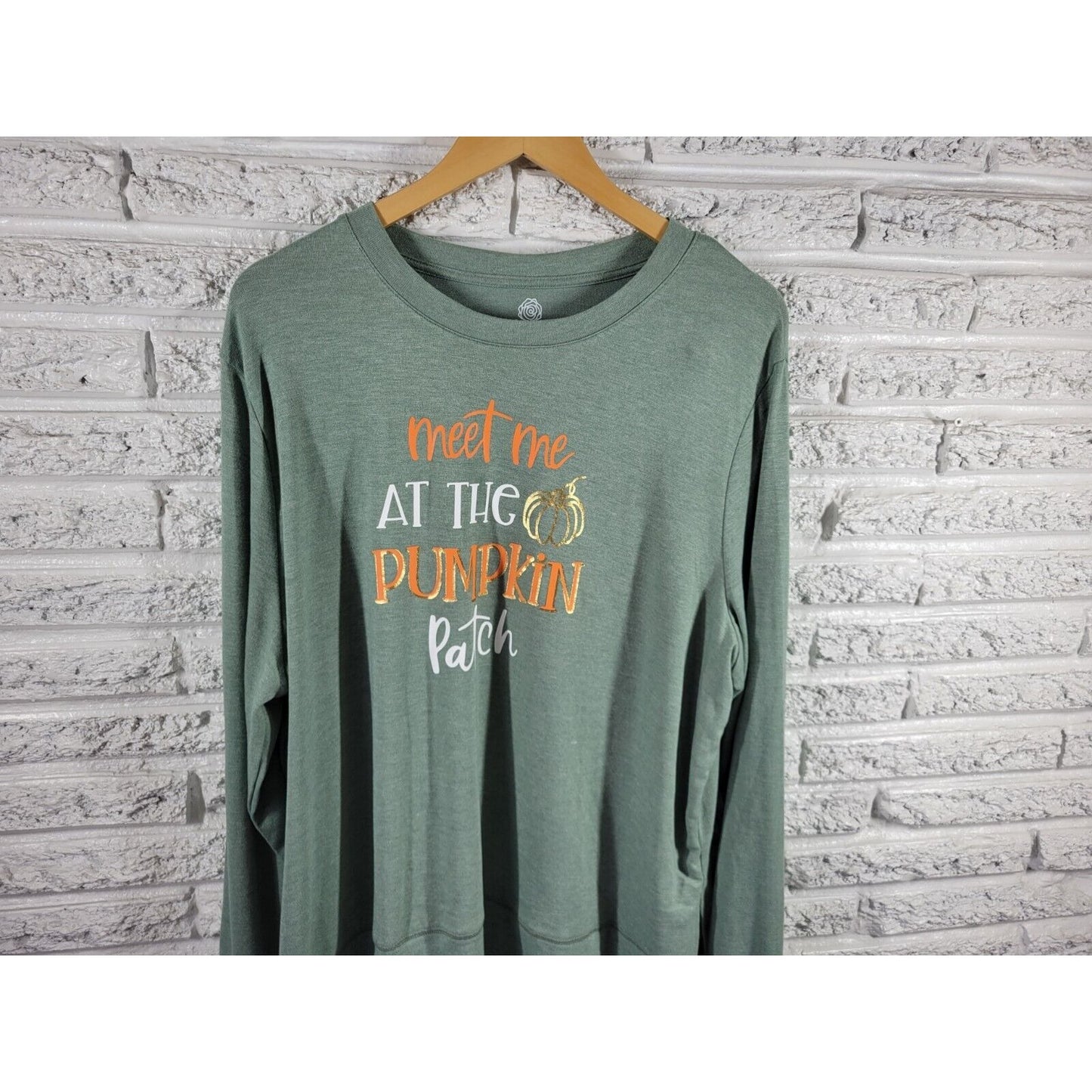 Halloween Positive Tees Womens Sweatshirt XXL 20 Pumpkin Patch Autumn Fall Green