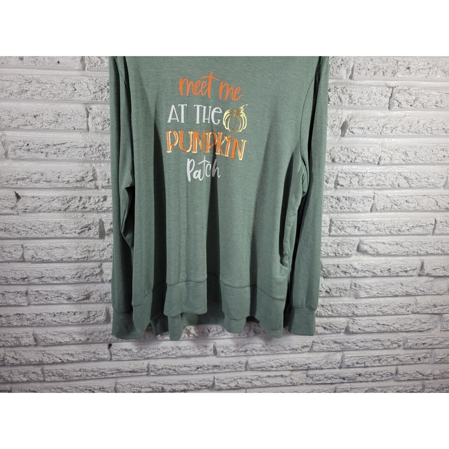Halloween Positive Tees Womens Sweatshirt XXL 20 Pumpkin Patch Autumn Fall Green