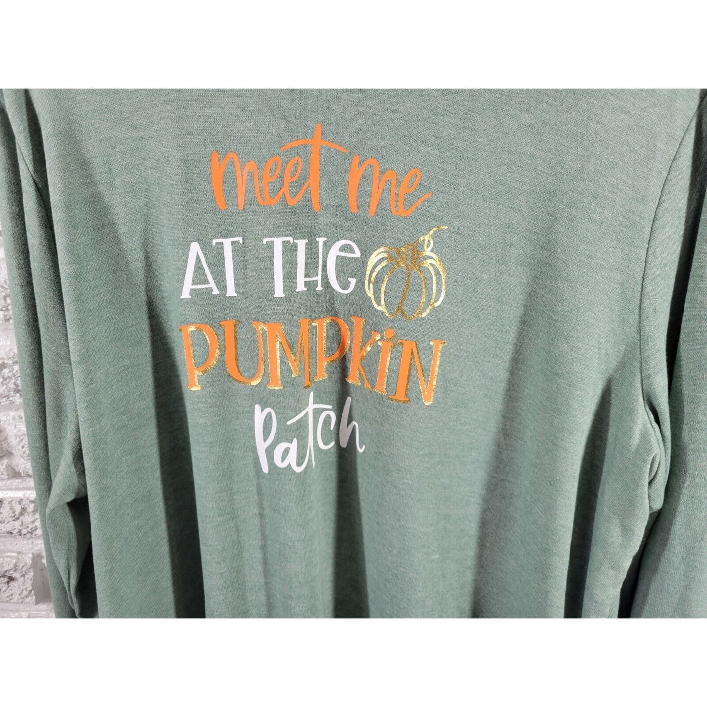 Halloween Positive Tees Womens Sweatshirt XXL 20 Pumpkin Patch Autumn Fall Green