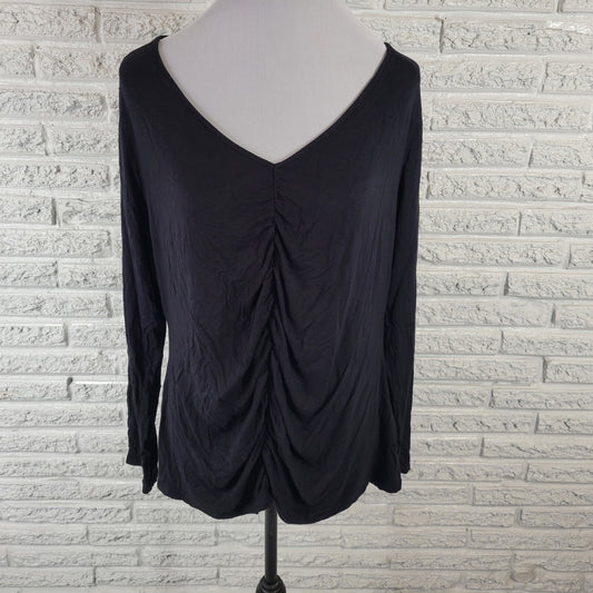 Ava Viv Women Top 1X Plus Tee Active Long Sleeve Black Rayon Spandex Lightweight