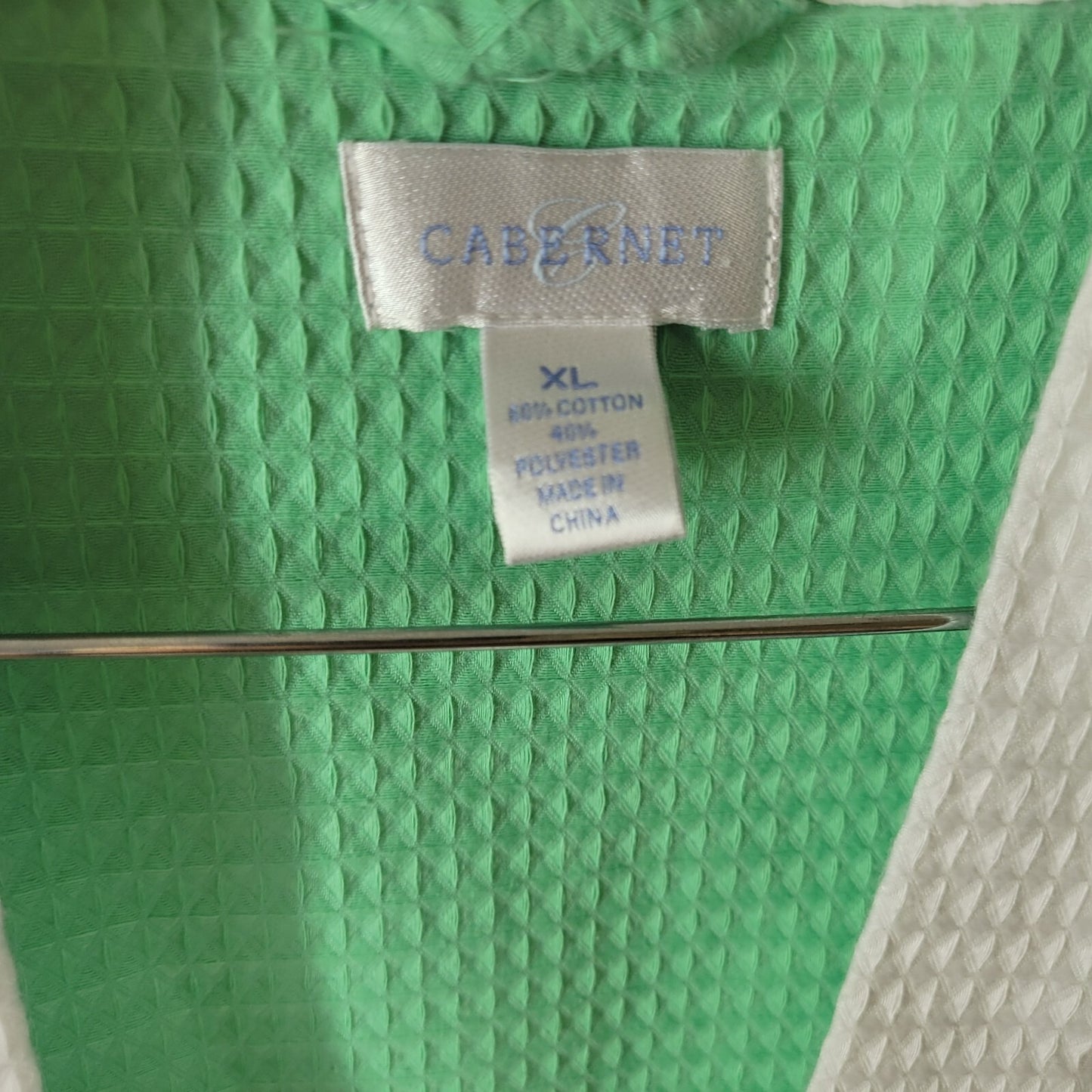 Cabernet Womens Robe Extra Large XL 3/4 Sleeve Green Loungewear Sash Waffle