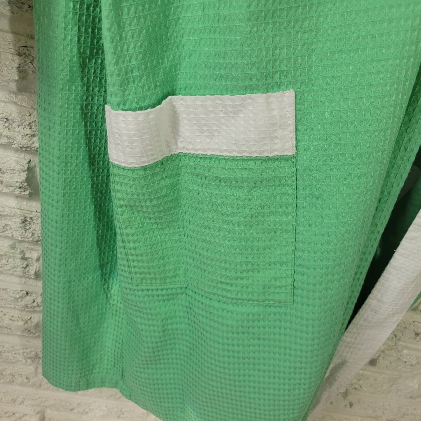 Cabernet Womens Robe Extra Large XL 3/4 Sleeve Green Loungewear Sash Waffle