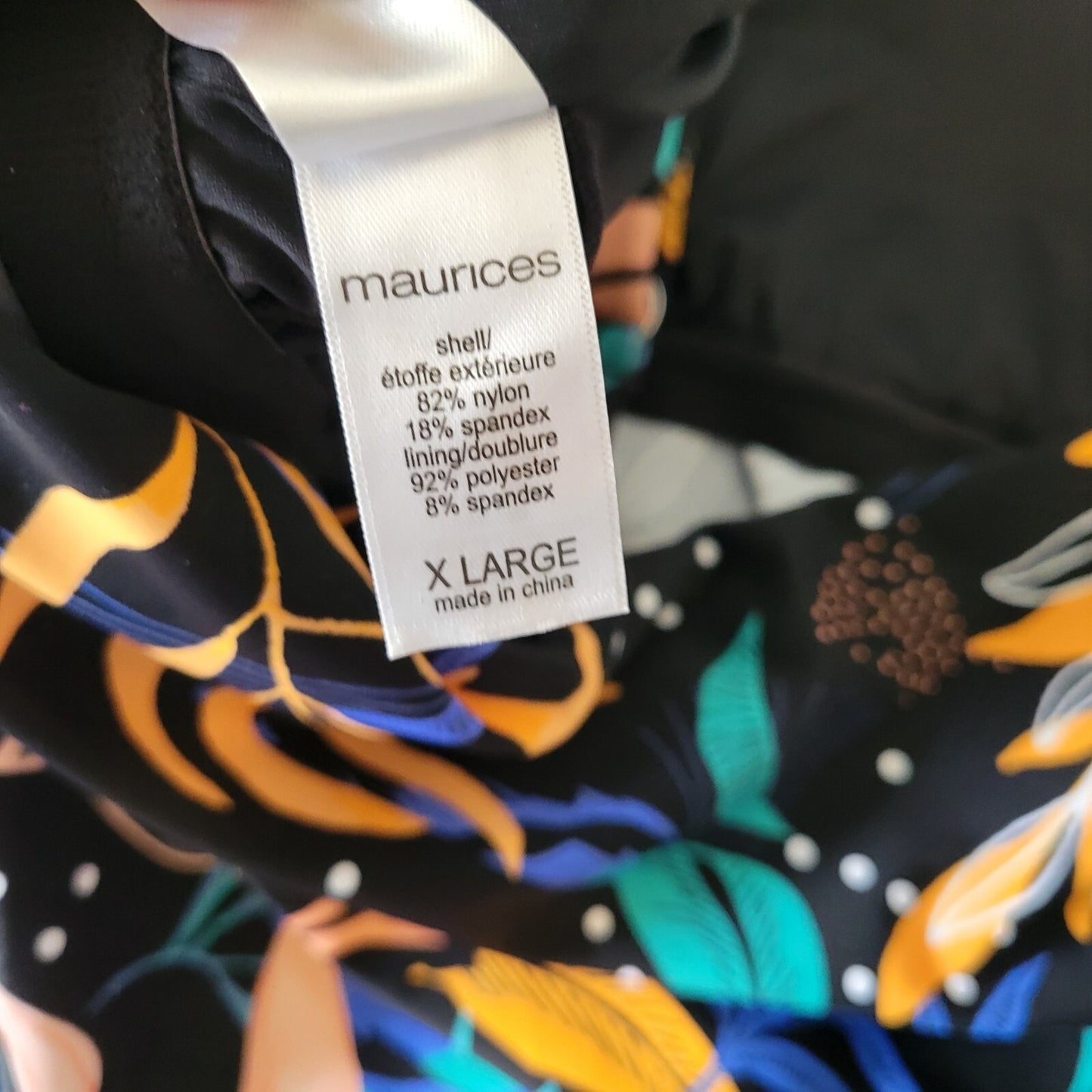 Maurices Womens Swim Top Extra Large XL TBack Blue Floral Adjustable Spaghetti